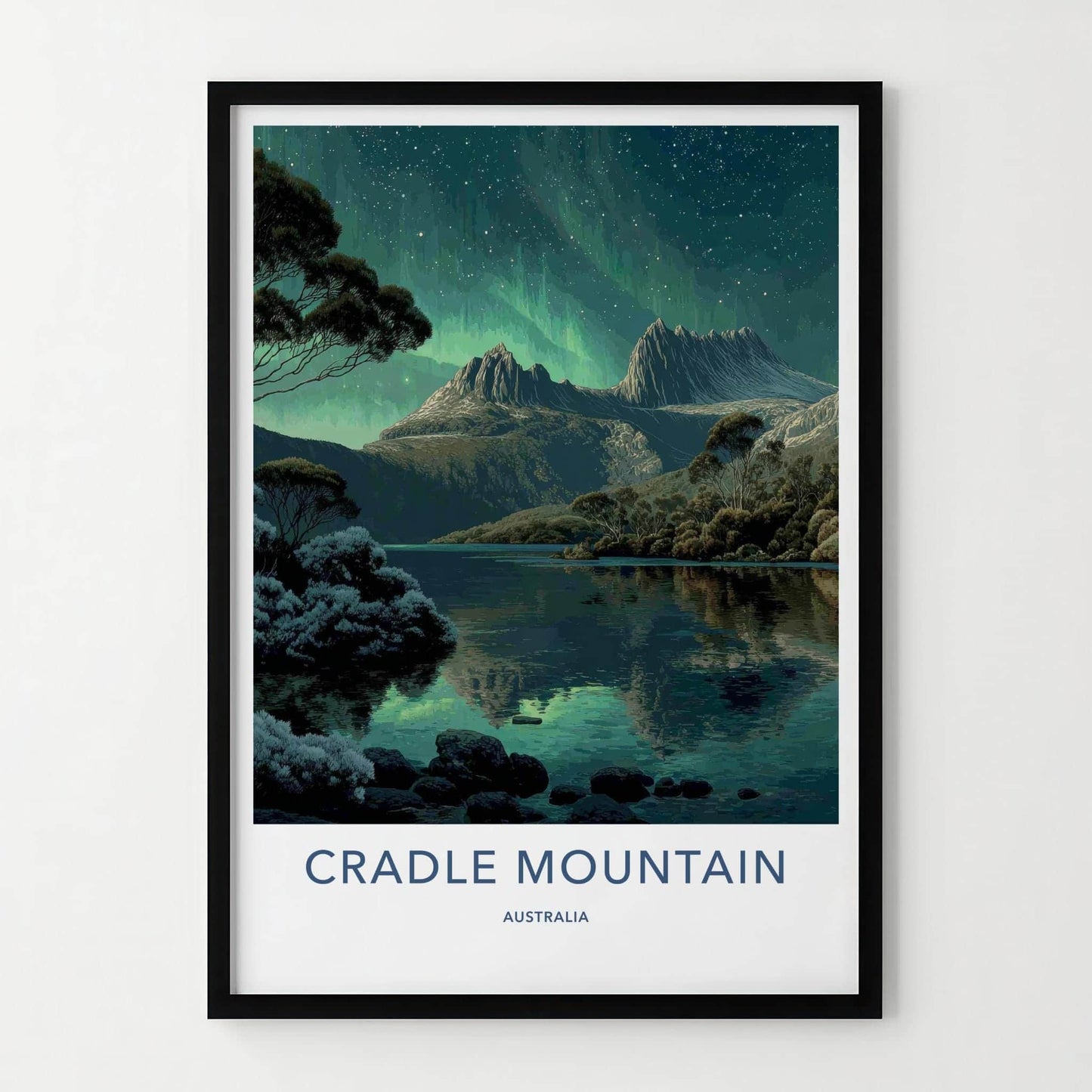 Cradle Mountain Poster - Australia Wall Art - Mountain Lake Aurora Home Decor