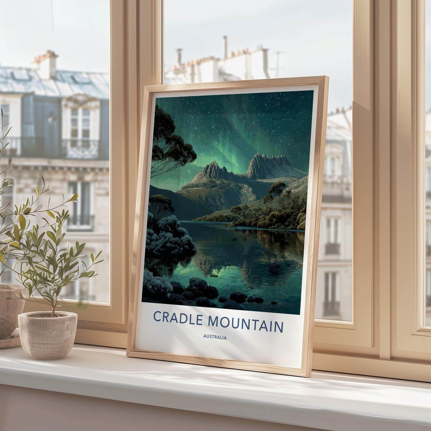Cradle Mountain Poster - Australia Wall Art - Mountain Lake Aurora Home Decor