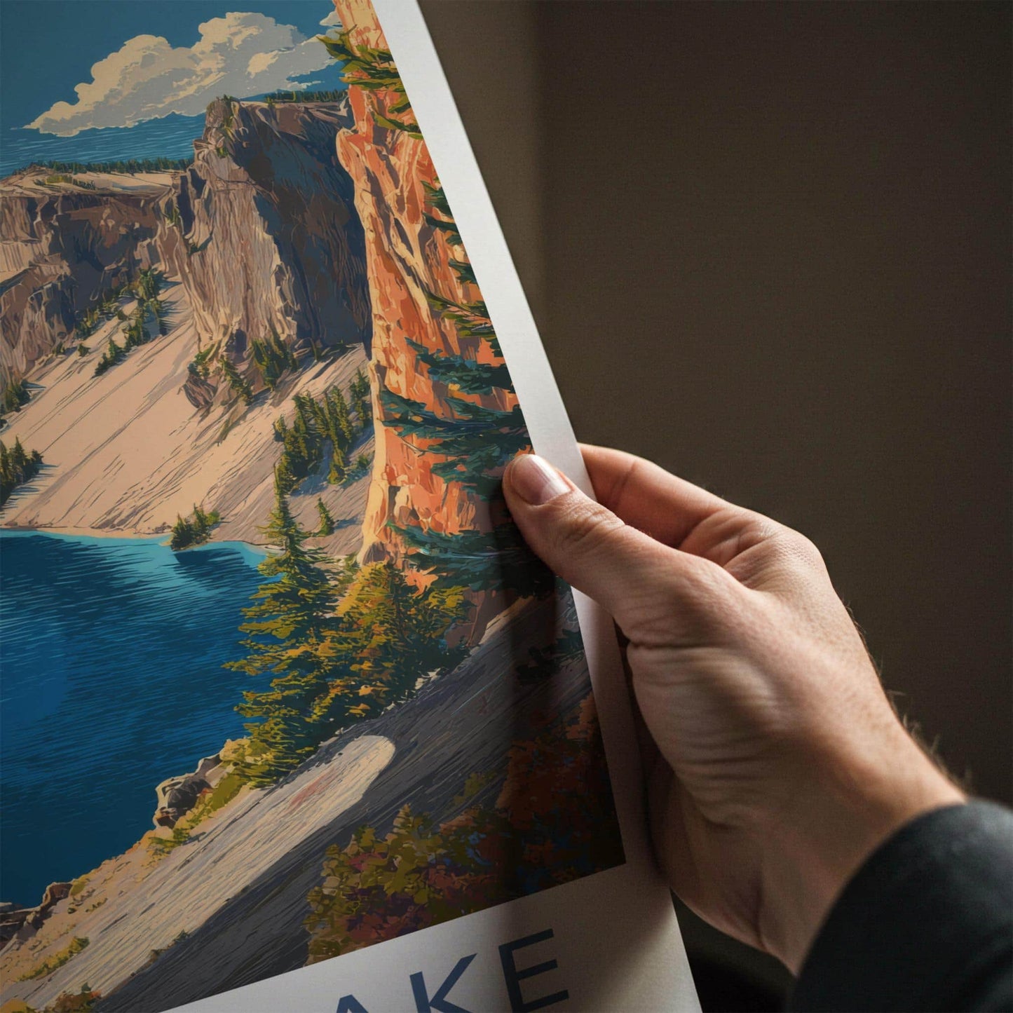 Crater Lake Poster - Oregon Scenic Art - Blue Lake Cliffs Home Decor