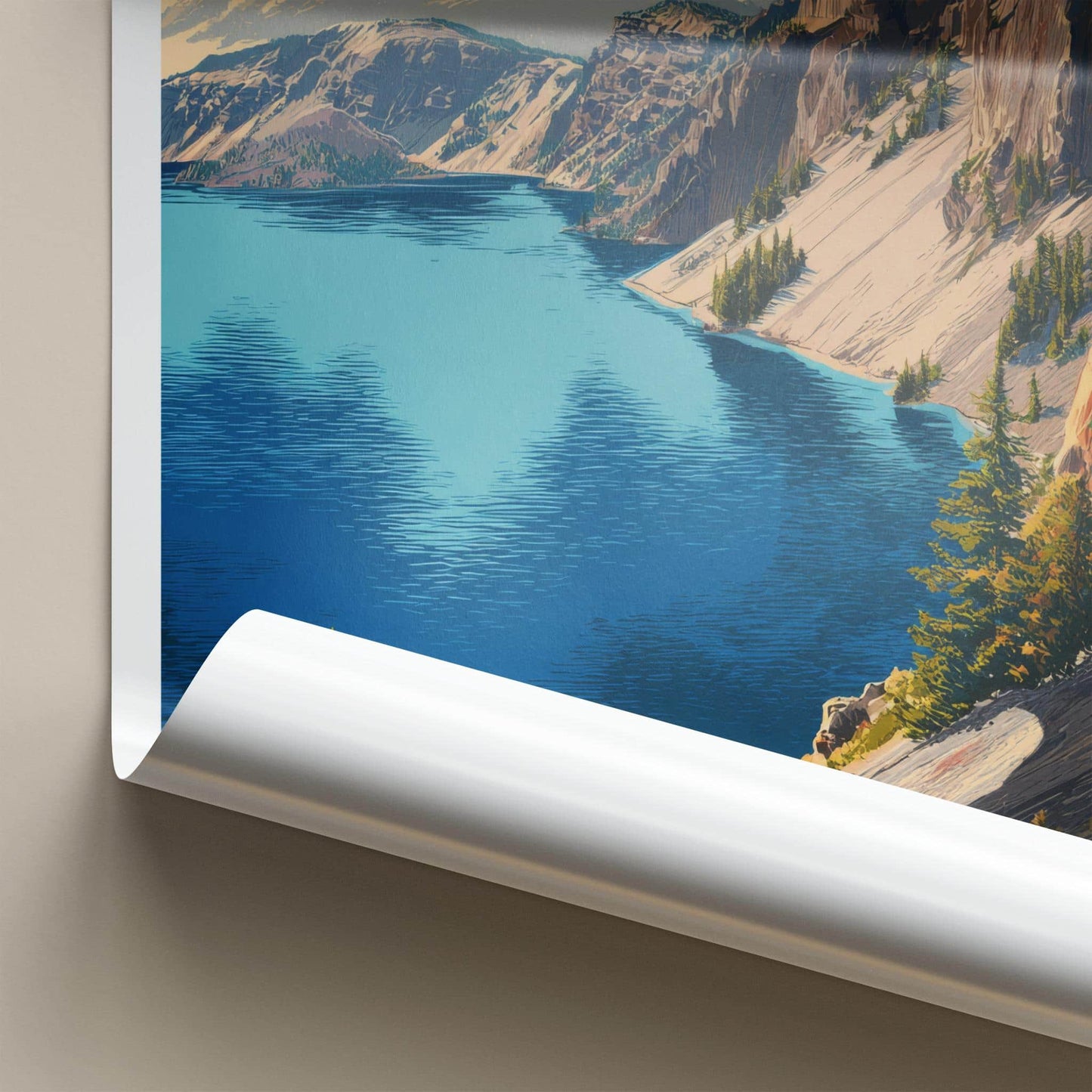 Crater Lake Poster - Oregon Scenic Art - Blue Lake Cliffs Home Decor