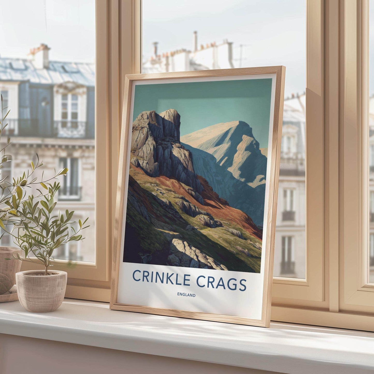 Crinkle Crags Poster - England Travel Art - rugged mountain slopes Wall Decor