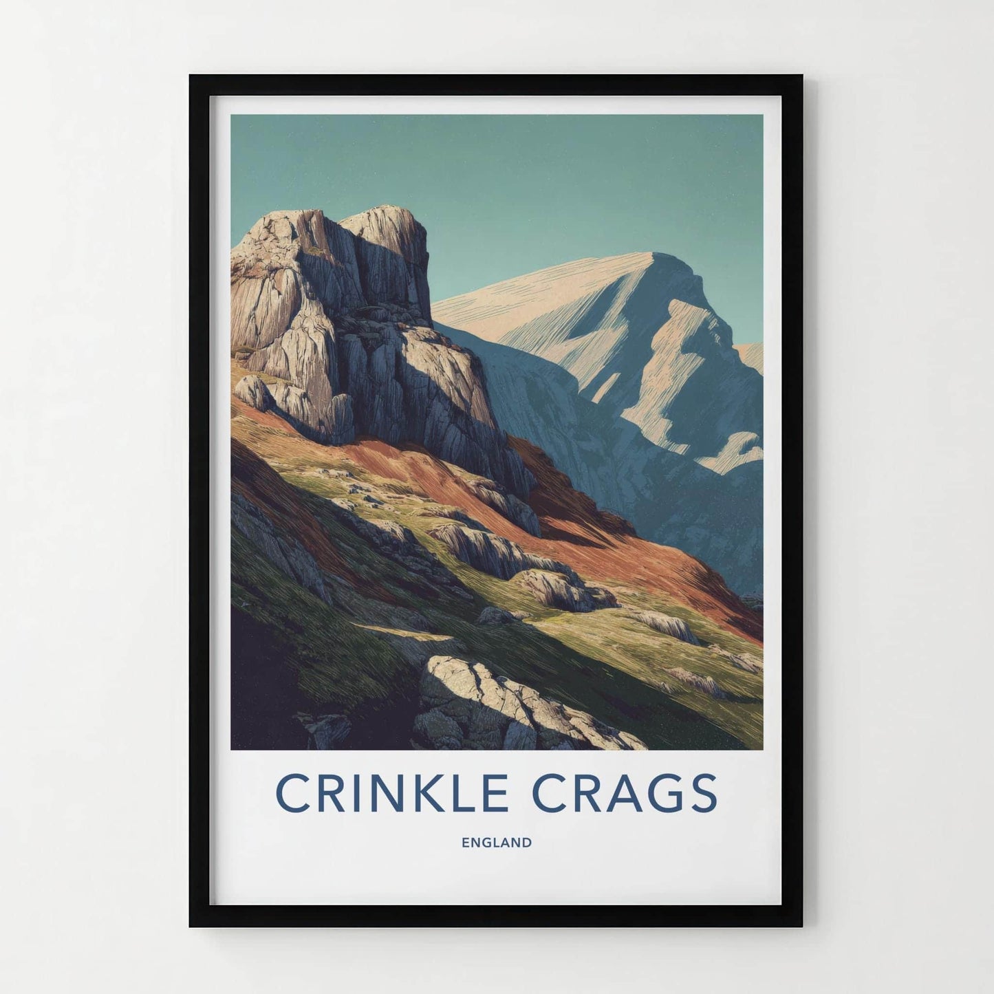 Crinkle Crags Poster - England Travel Art - rugged mountain slopes Wall Decor