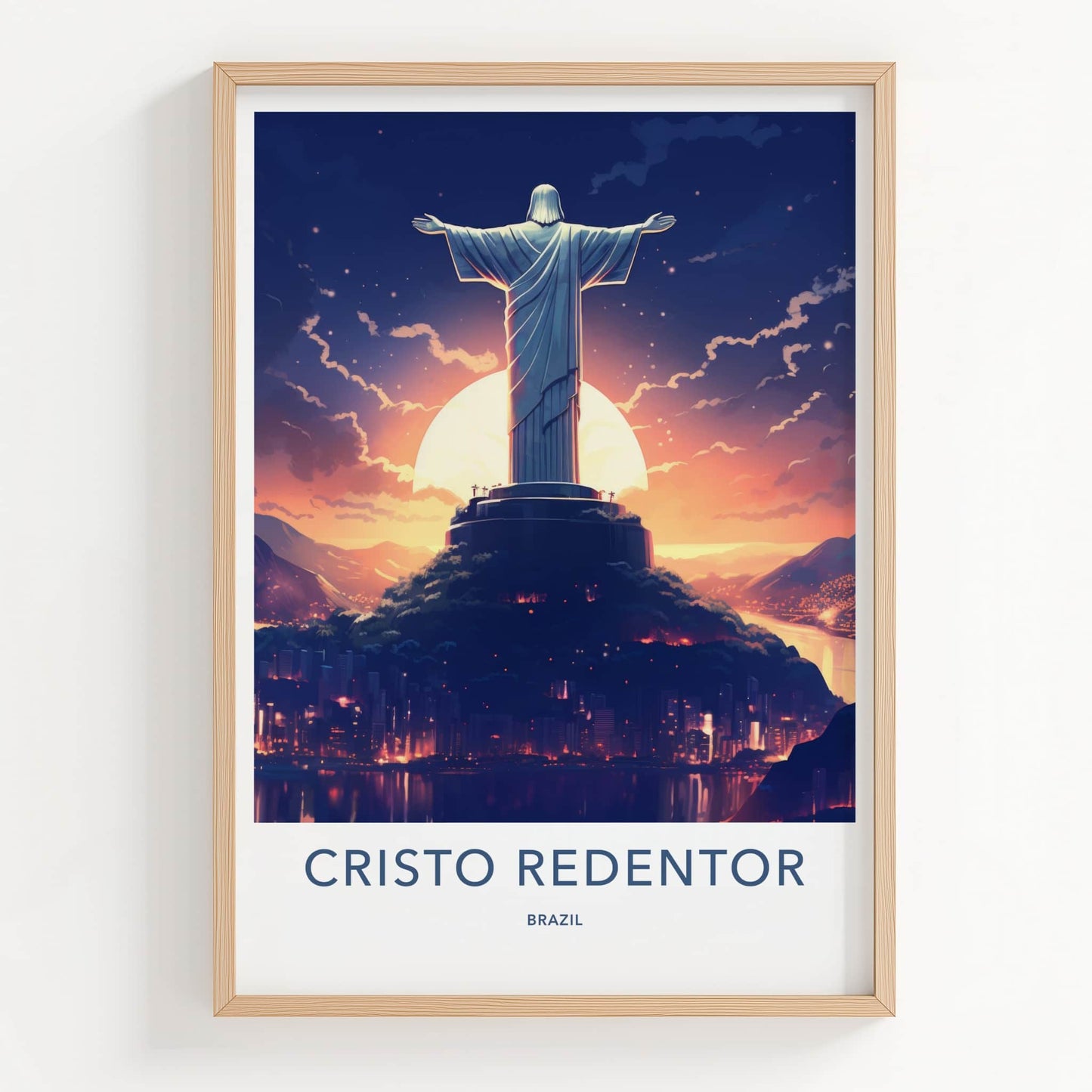 Cristo Redentor Poster - Brazil Travel Art - Redeemer Statue Sunset Wall Decor