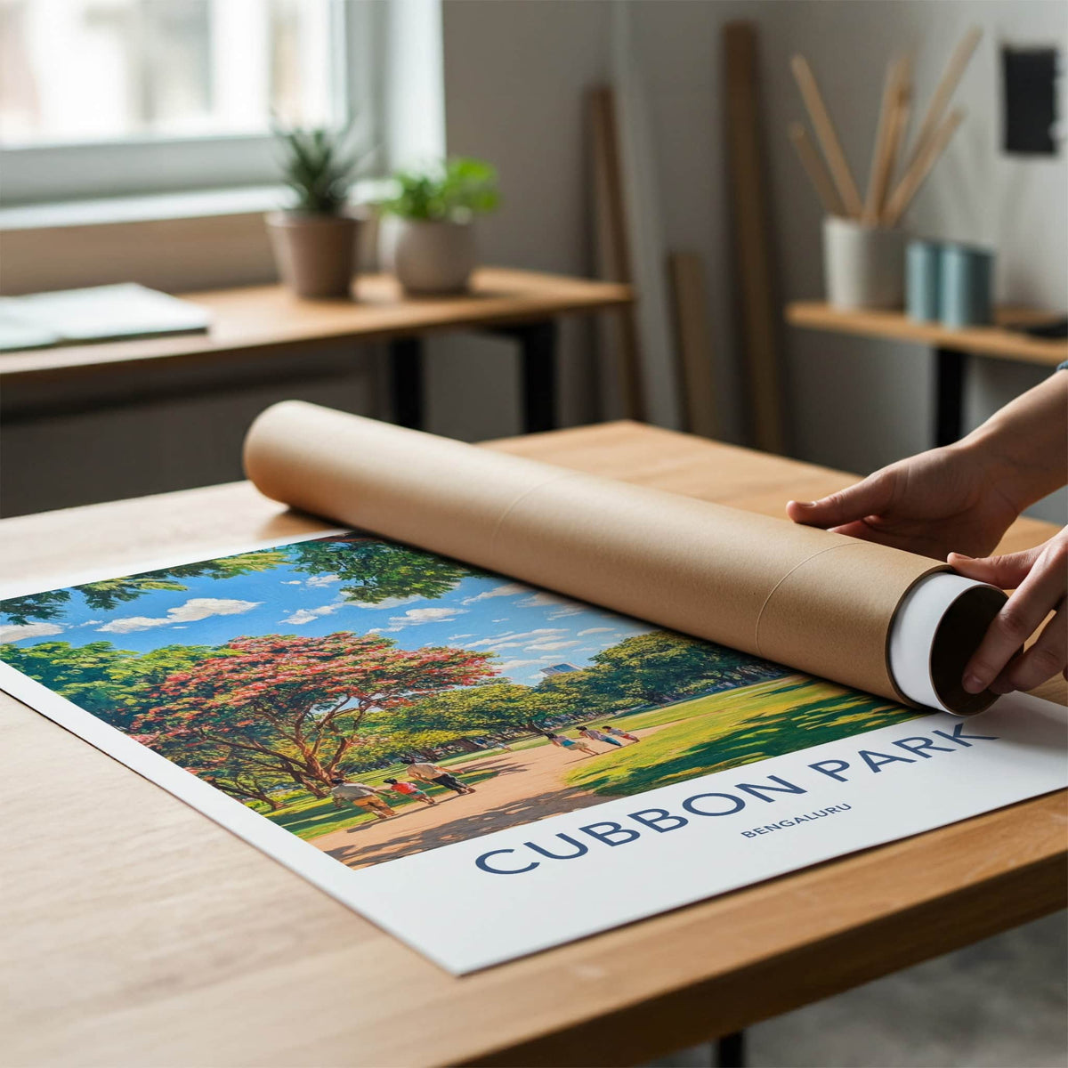 Cubbon Park Poster - India Travel Art - Karnataka Park Path People Home Decor