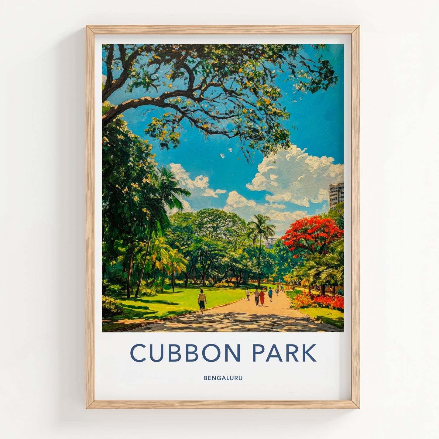 Cubbon Park Poster - India Travel Art - Karnataka People Walk Pathway Home Decor