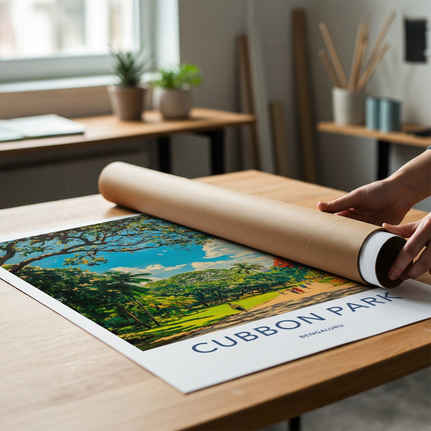 Cubbon Park Poster - India Travel Art - Karnataka People Walk Pathway Home Decor