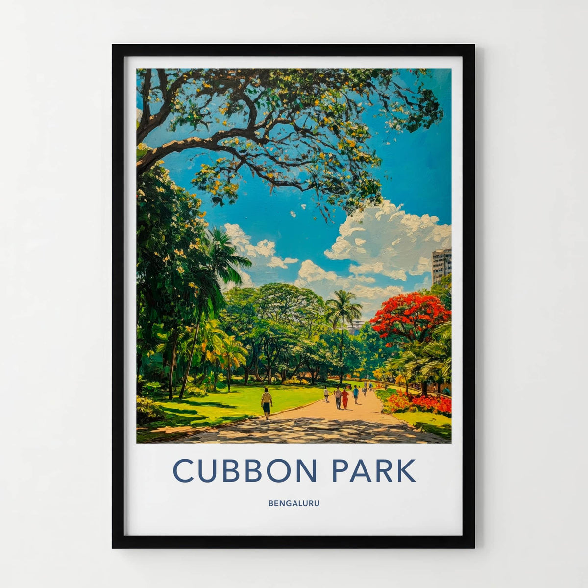 Cubbon Park Poster - India Travel Art - Karnataka People Walk Pathway Home Decor