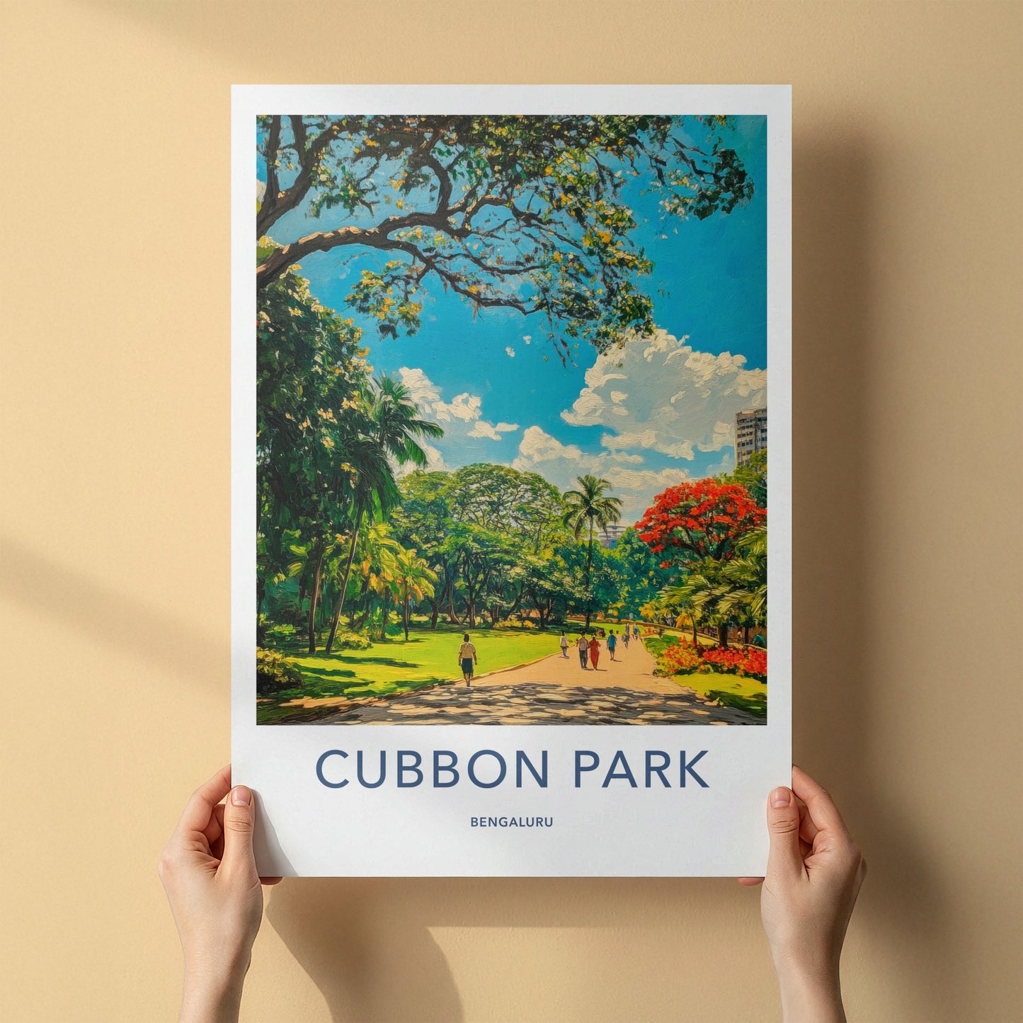Cubbon Park Poster - India Travel Art - Karnataka People Walk Pathway Home Decor