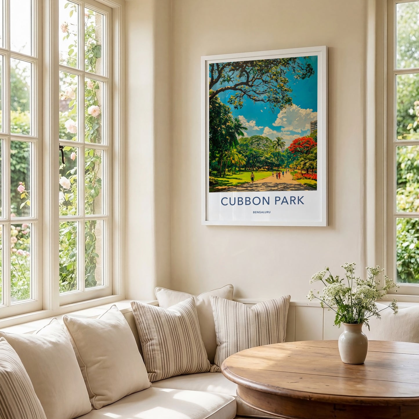 Cubbon Park Poster - India Travel Art - Karnataka People Walk Pathway Home Decor