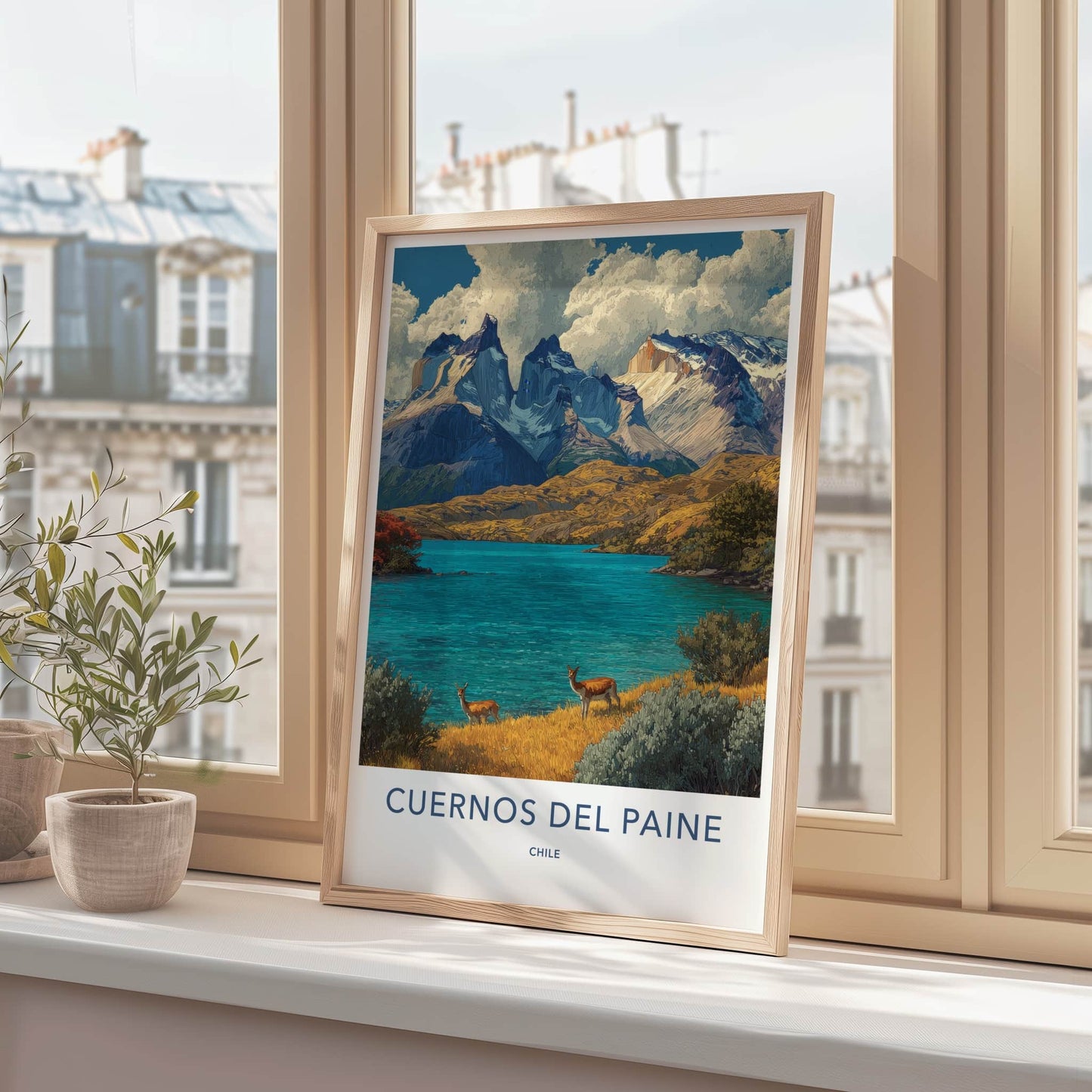 Cuernos del Paine Poster - Chile Travel Print - Majestic Mountain Lake Home Art