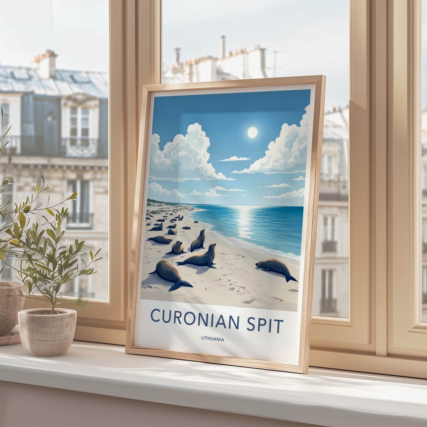 Curonian Spit Poster - Lithuania Travel Art - Seals Sunny Beach Home Decor