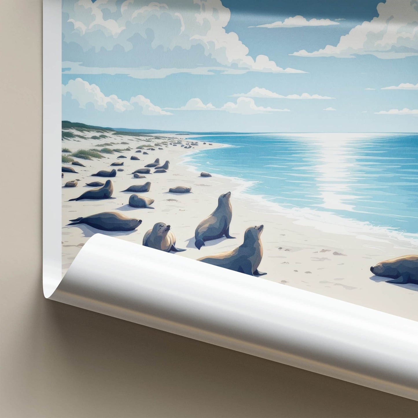 Curonian Spit Poster - Lithuania Travel Art - Seals Sunny Beach Home Decor