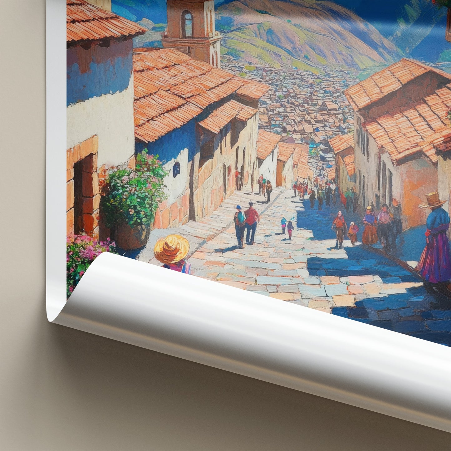 Cusco Poster - Peru Framed Print - Andean Street View Lounge Decor