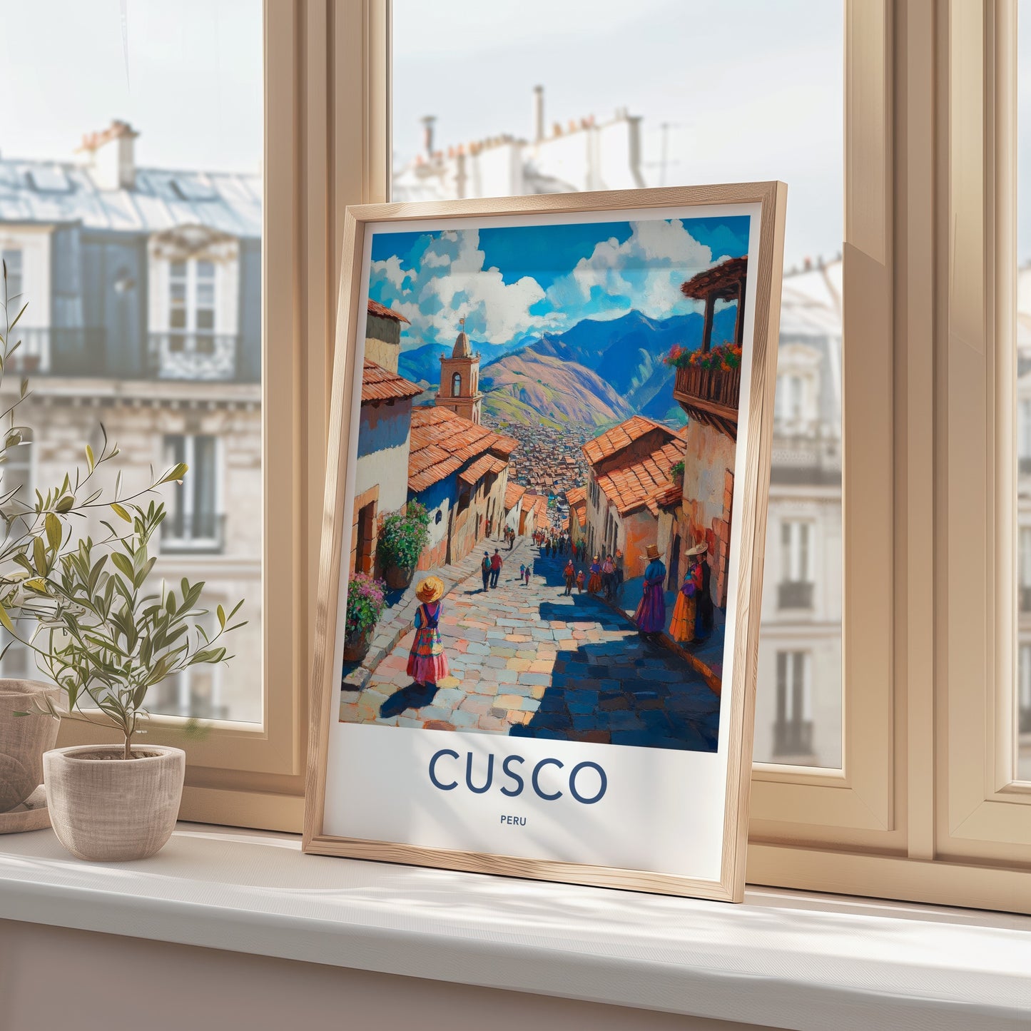 Cusco Poster - Peru Framed Print - Andean Street View Lounge Decor