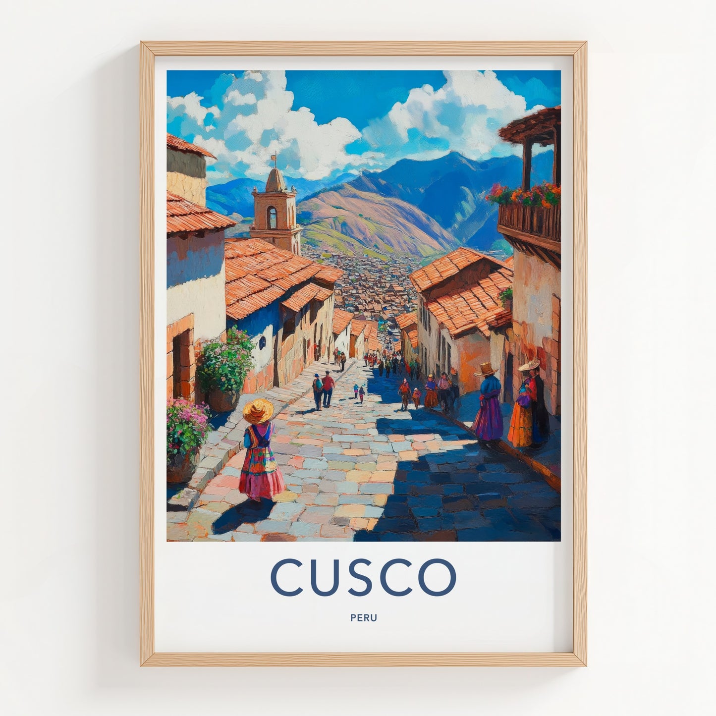 Cusco Poster - Peru Framed Print - Andean Street View Lounge Decor