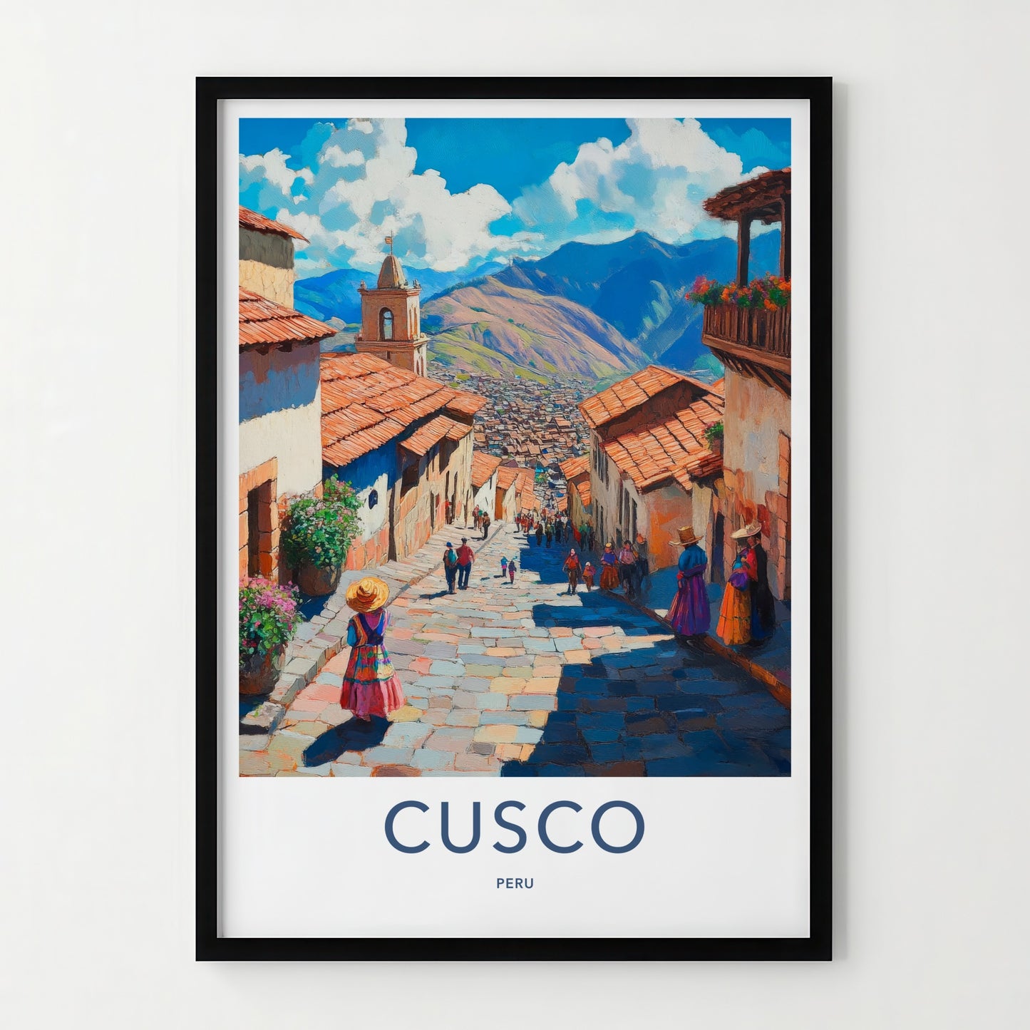 Cusco Poster - Peru Framed Print - Andean Street View Lounge Decor
