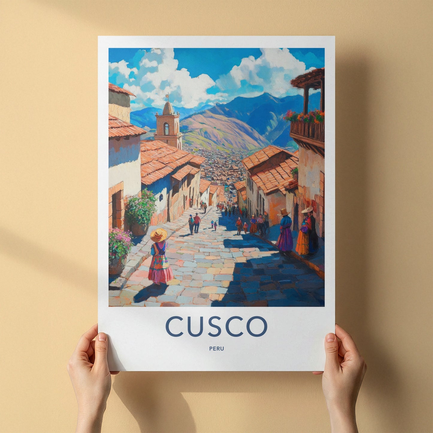 Cusco Poster - Peru Framed Print - Andean Street View Lounge Decor