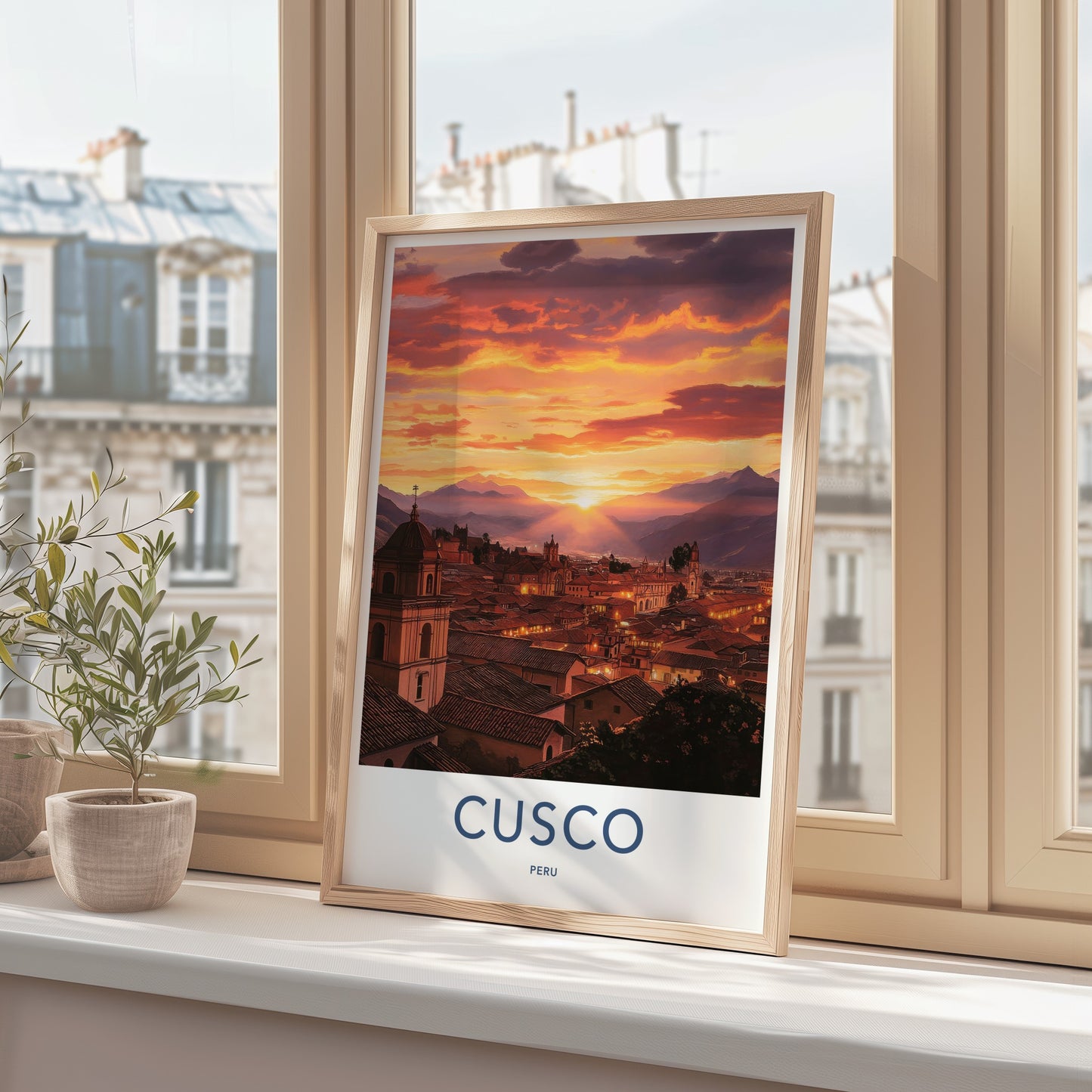 Cusco Poster - Peru Framed Print - Vibrant Sunset City Framed Decor