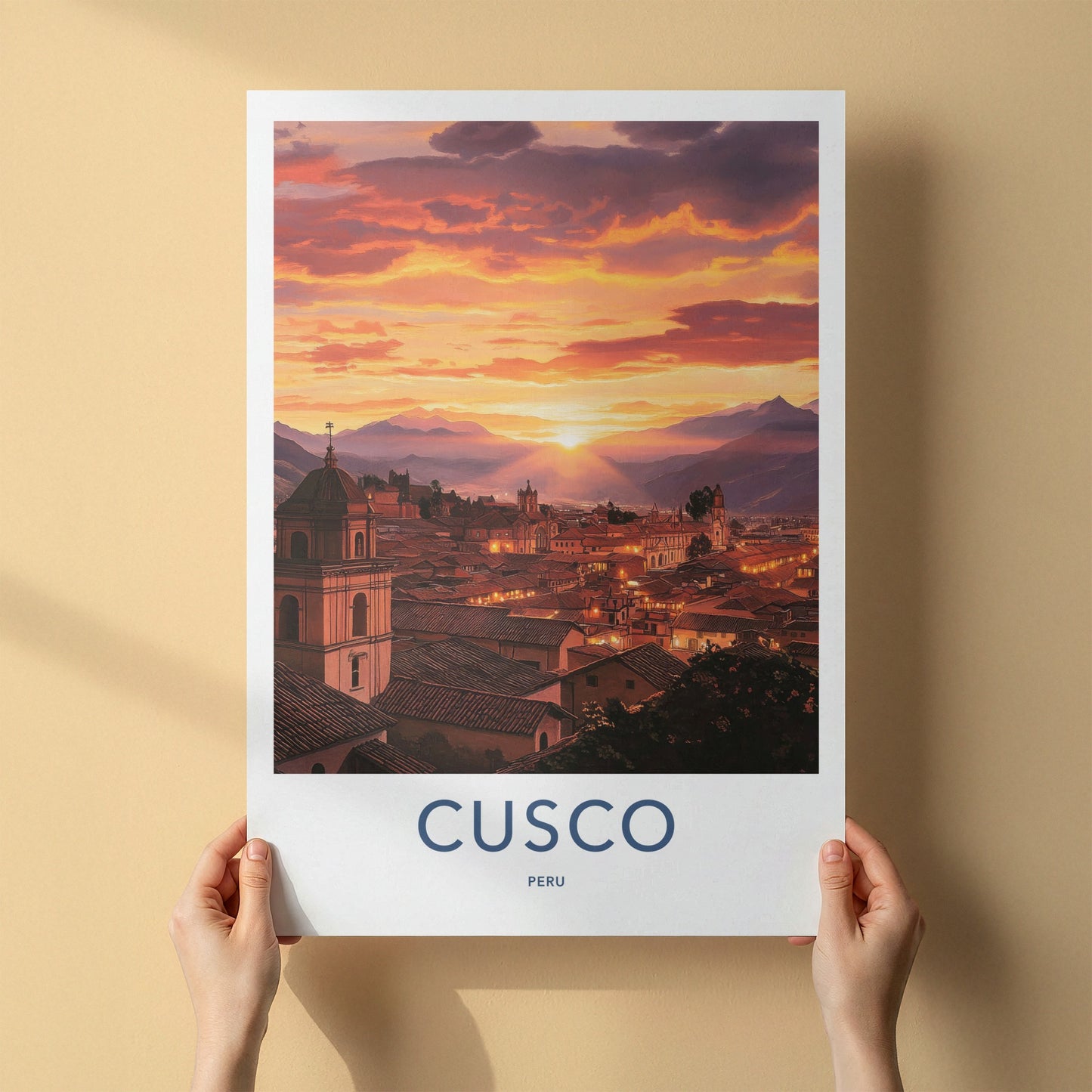 Cusco Poster - Peru Framed Print - Vibrant Sunset City Framed Decor