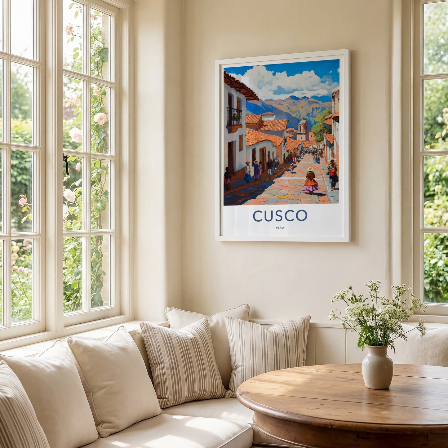 Cusco Poster - Peru Travel Art - Cobblestone Town View Home Decor