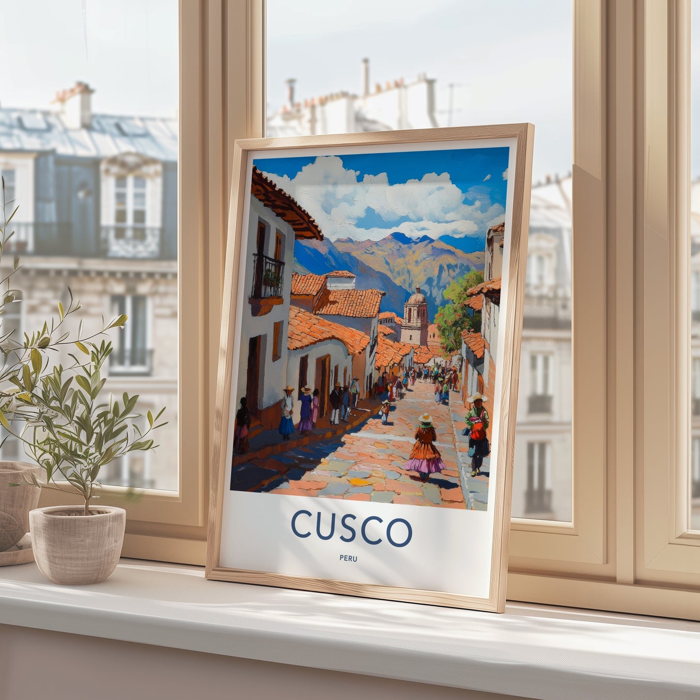 Cusco Poster - Peru Travel Art - Cobblestone Town View Home Decor