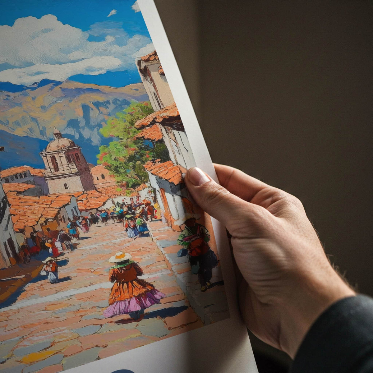 Cusco Poster - Peru Travel Art - Cobblestone Town View Home Decor
