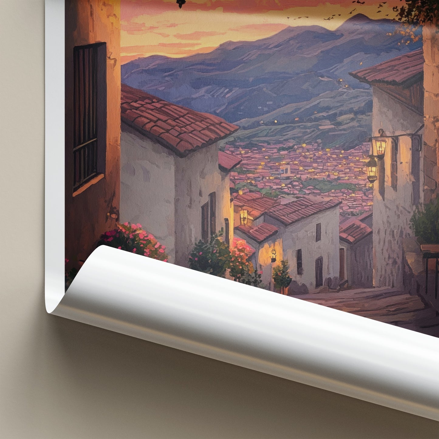 Cusco Poster - Peru Travel Art - Evening Alley Glow Home Decor