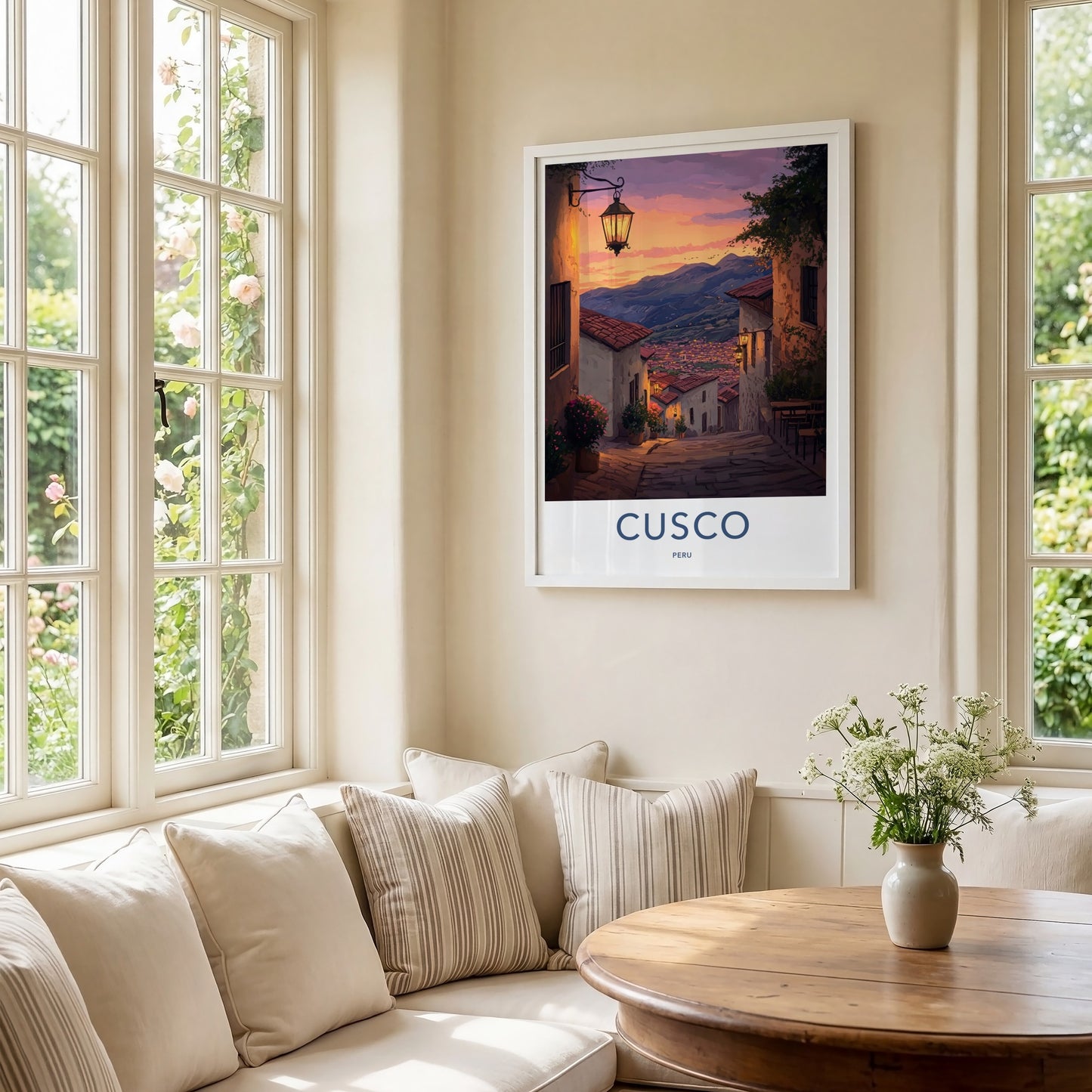 Cusco Poster - Peru Travel Art - Evening Alley Glow Home Decor