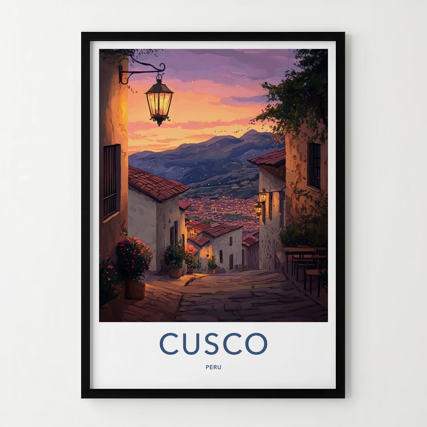 Cusco Poster - Peru Travel Art - Evening Alley Glow Home Decor
