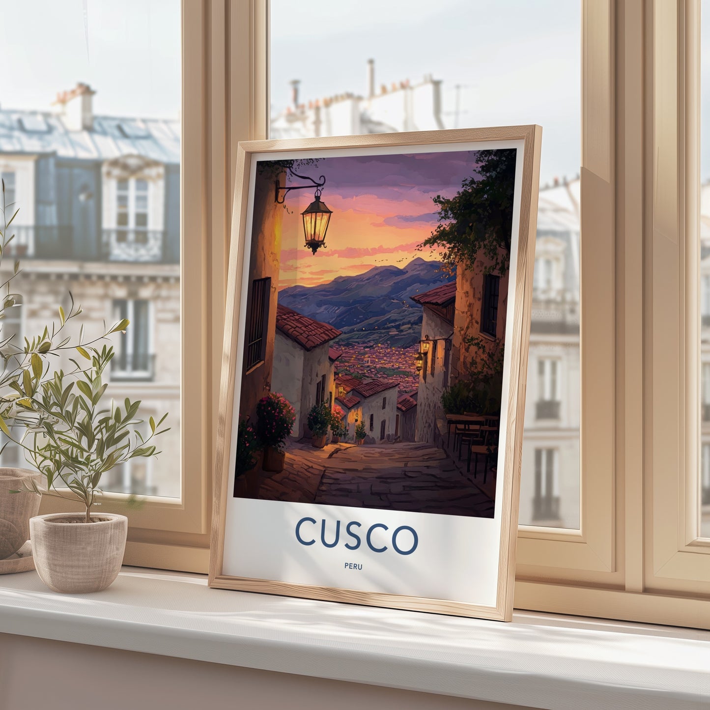 Cusco Poster - Peru Travel Art - Evening Alley Glow Home Decor