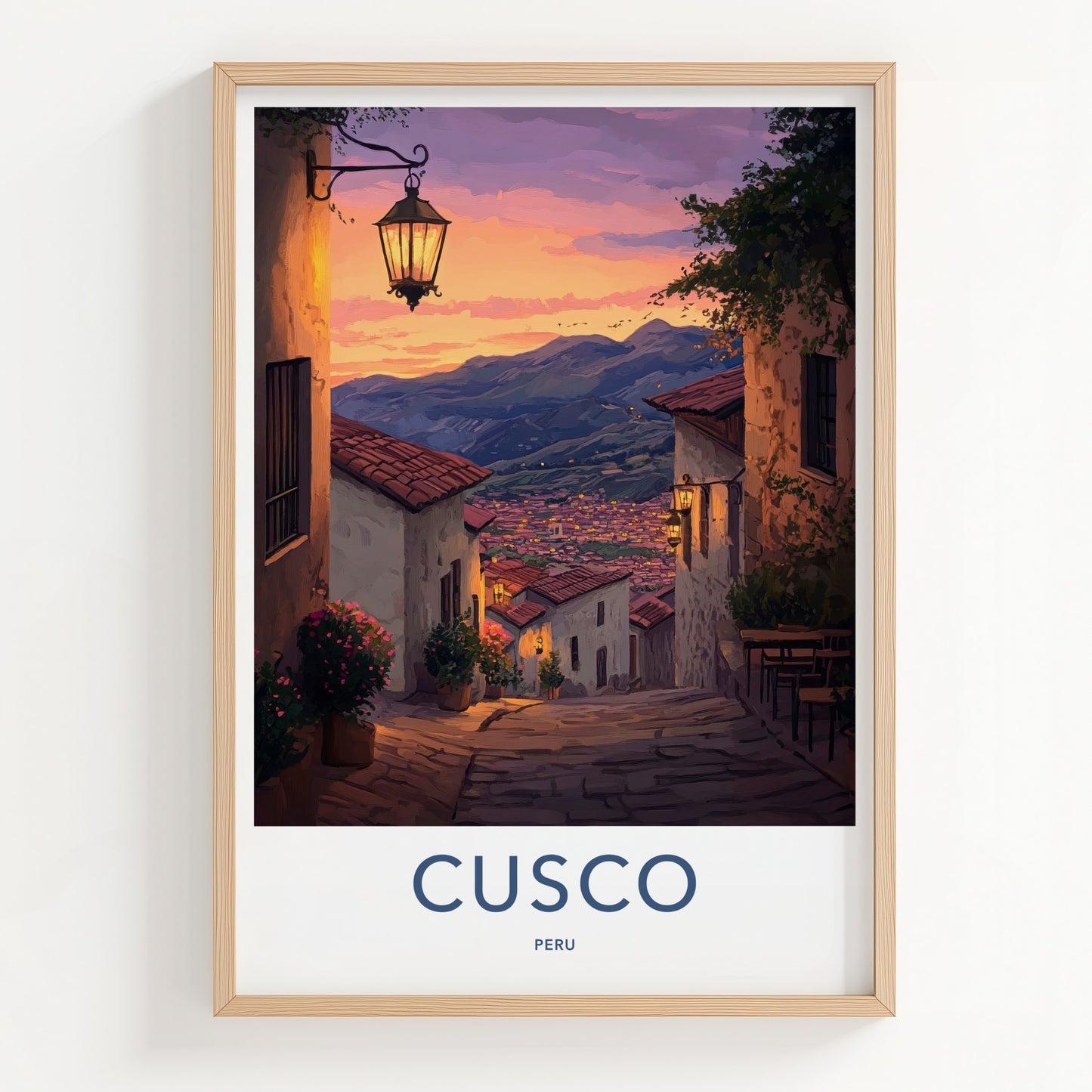 Cusco Poster - Peru Travel Art - Evening Alley Glow Home Decor