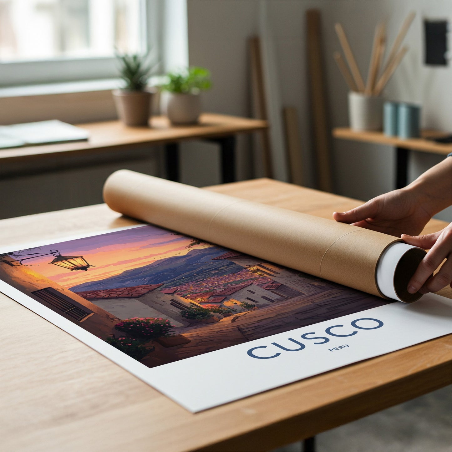 Cusco Poster - Peru Travel Art - Evening Alley Glow Home Decor