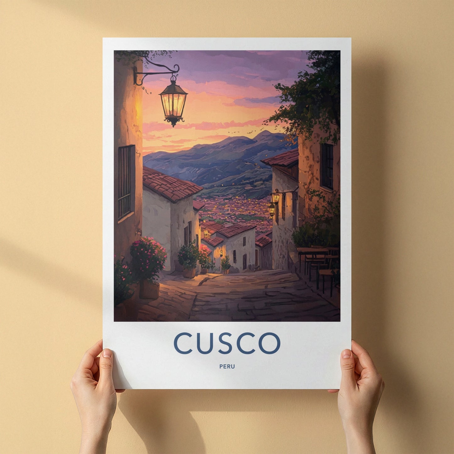 Cusco Poster - Peru Travel Art - Evening Alley Glow Home Decor