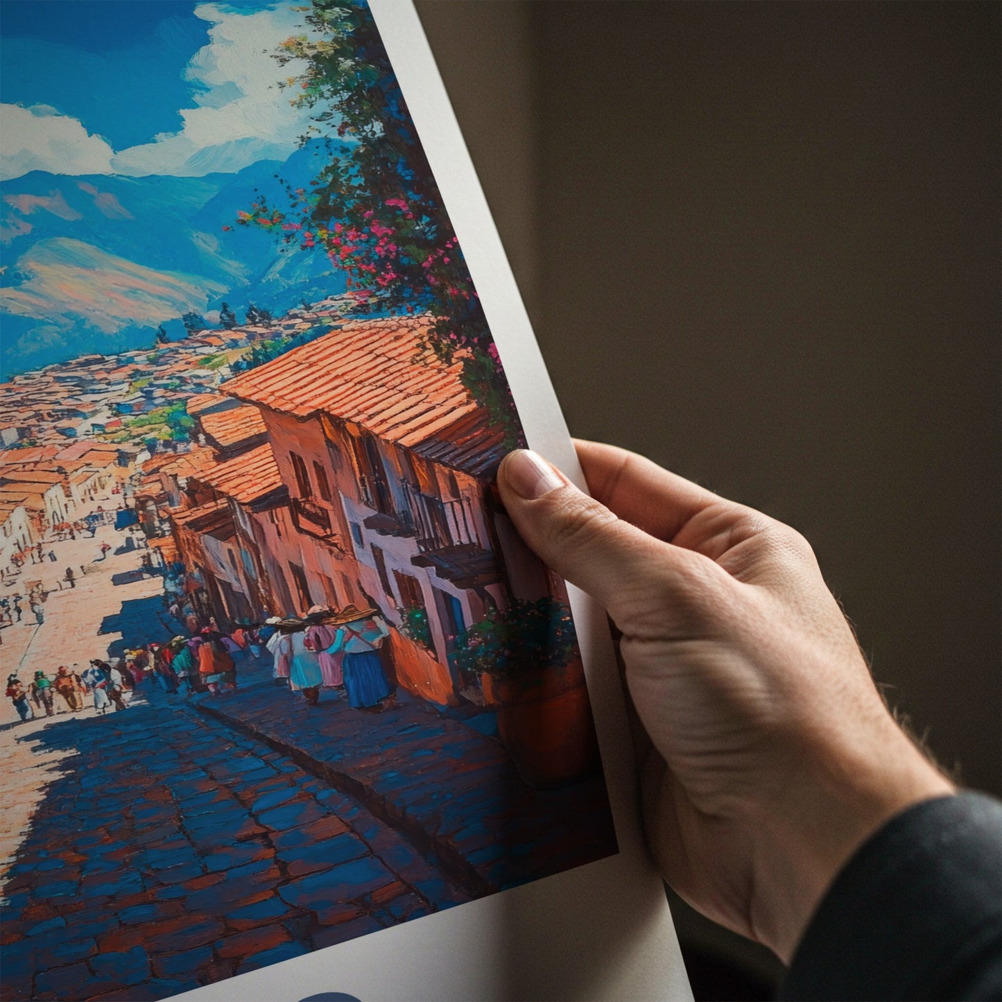 Cusco Poster - Peru Travel Art - Steep Cobblestone Path Home Decor