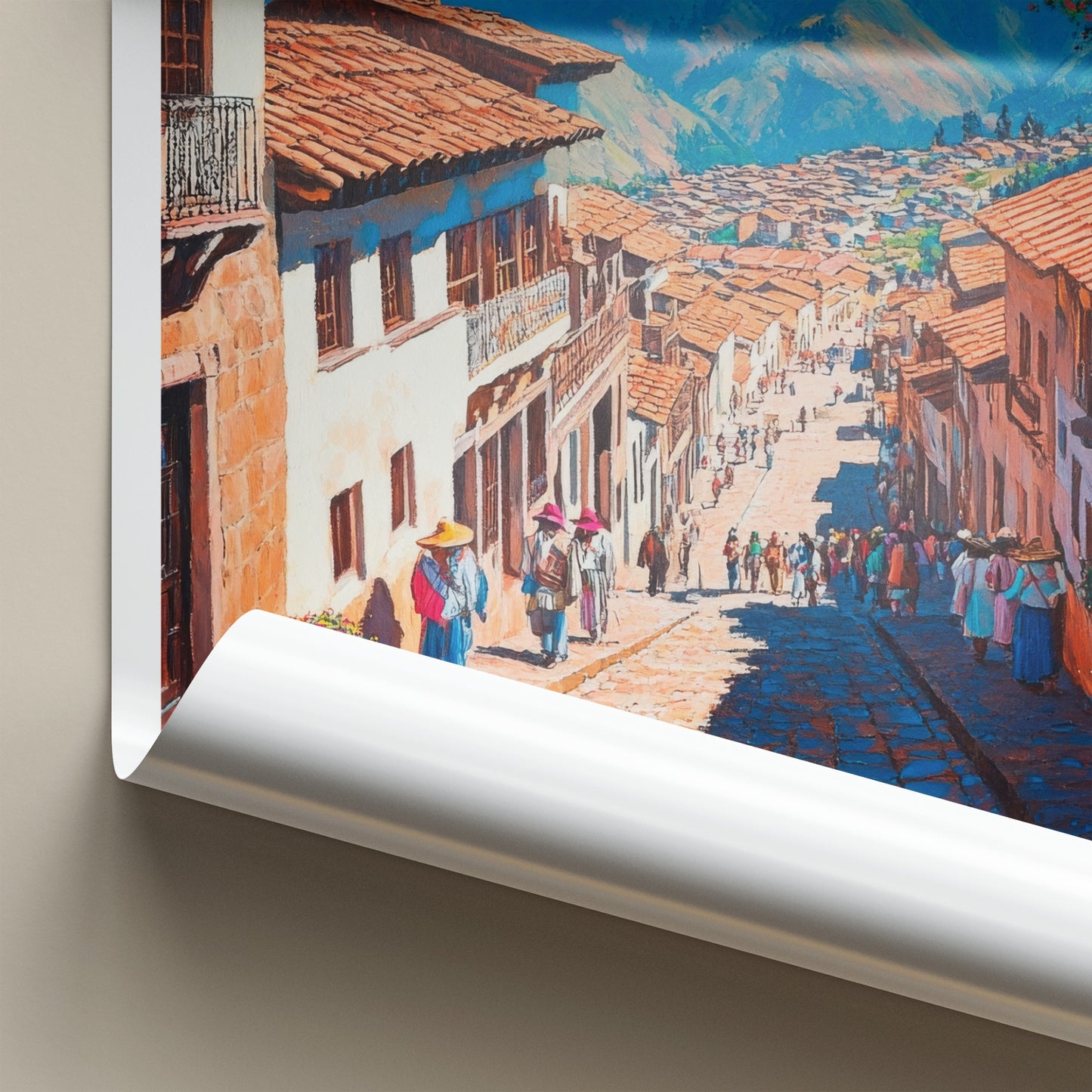 Cusco Poster - Peru Travel Art - Steep Cobblestone Path Home Decor
