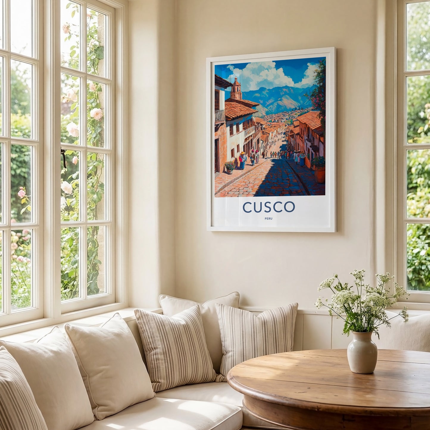 Cusco Poster - Peru Travel Art - Steep Cobblestone Path Home Decor