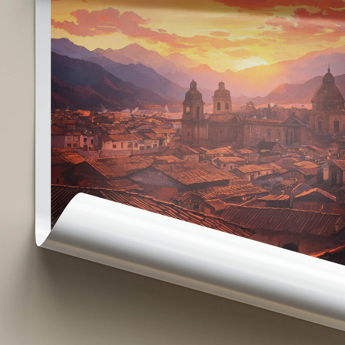 Cusco Poster - Peru Travel Art - Vibrant Sunset Cityscape Home Decor