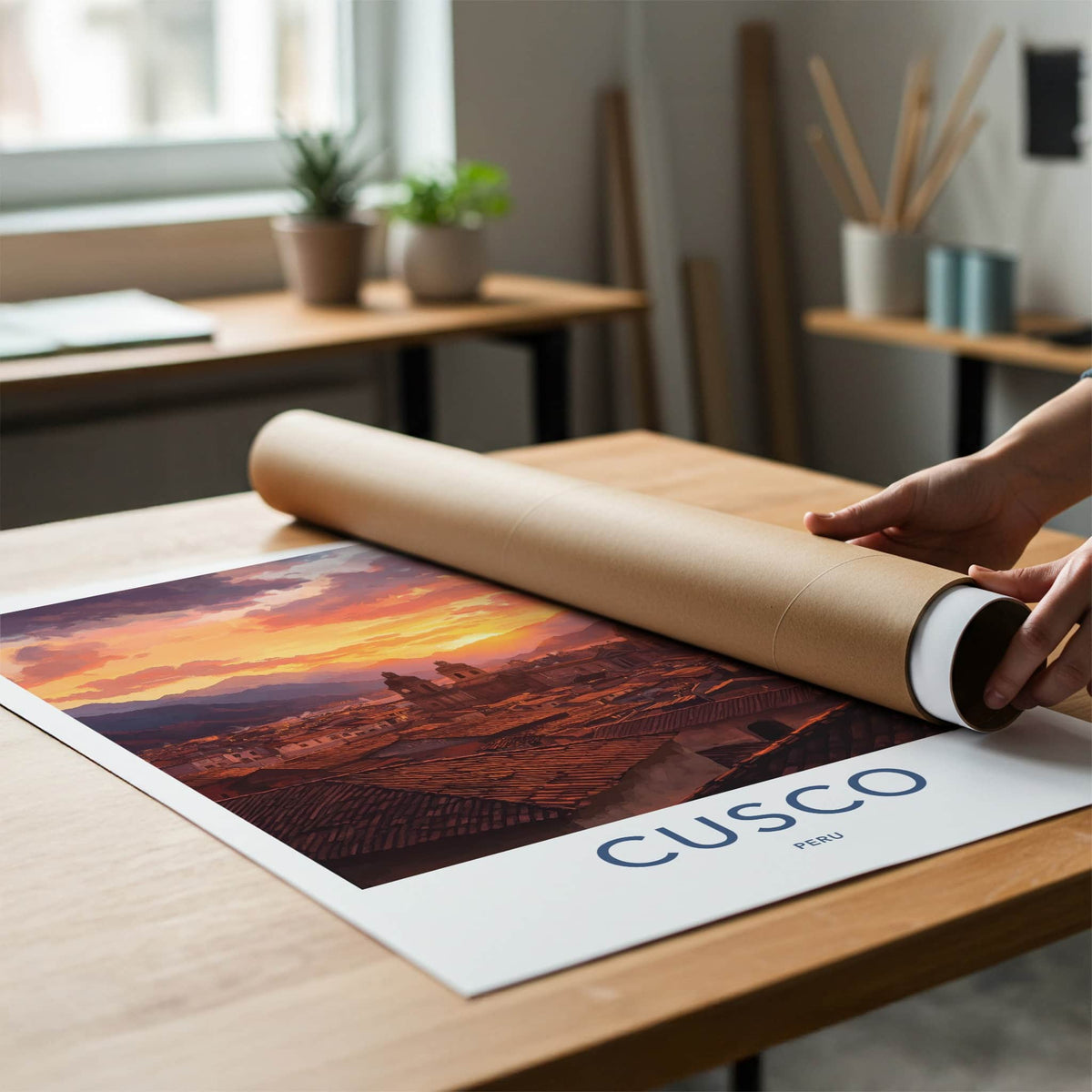 Cusco Poster - Peru Travel Art - Vibrant Sunset Cityscape Home Decor