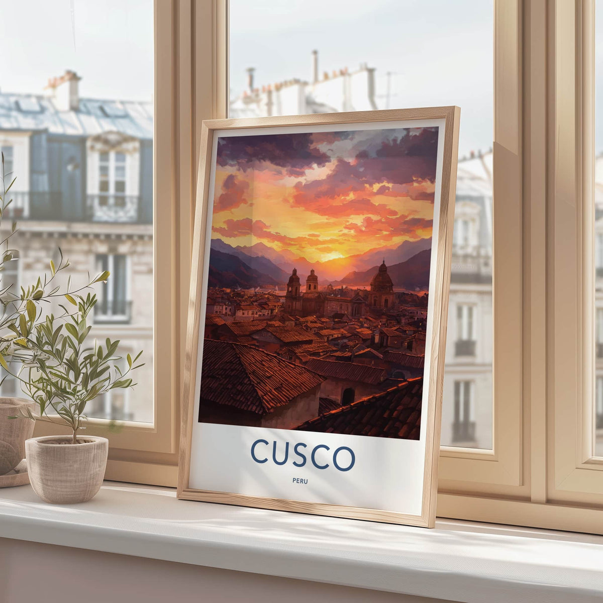 Cusco Poster - Peru Travel Art - Vibrant Sunset Cityscape Home Decor
