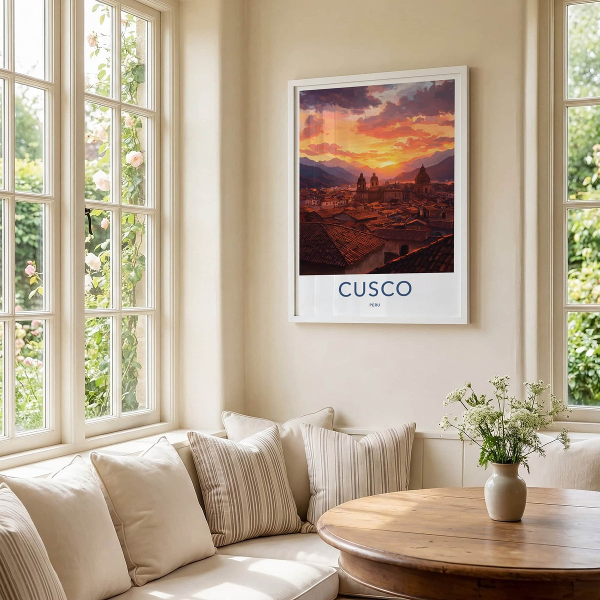 Cusco Poster - Peru Travel Art - Vibrant Sunset Cityscape Home Decor