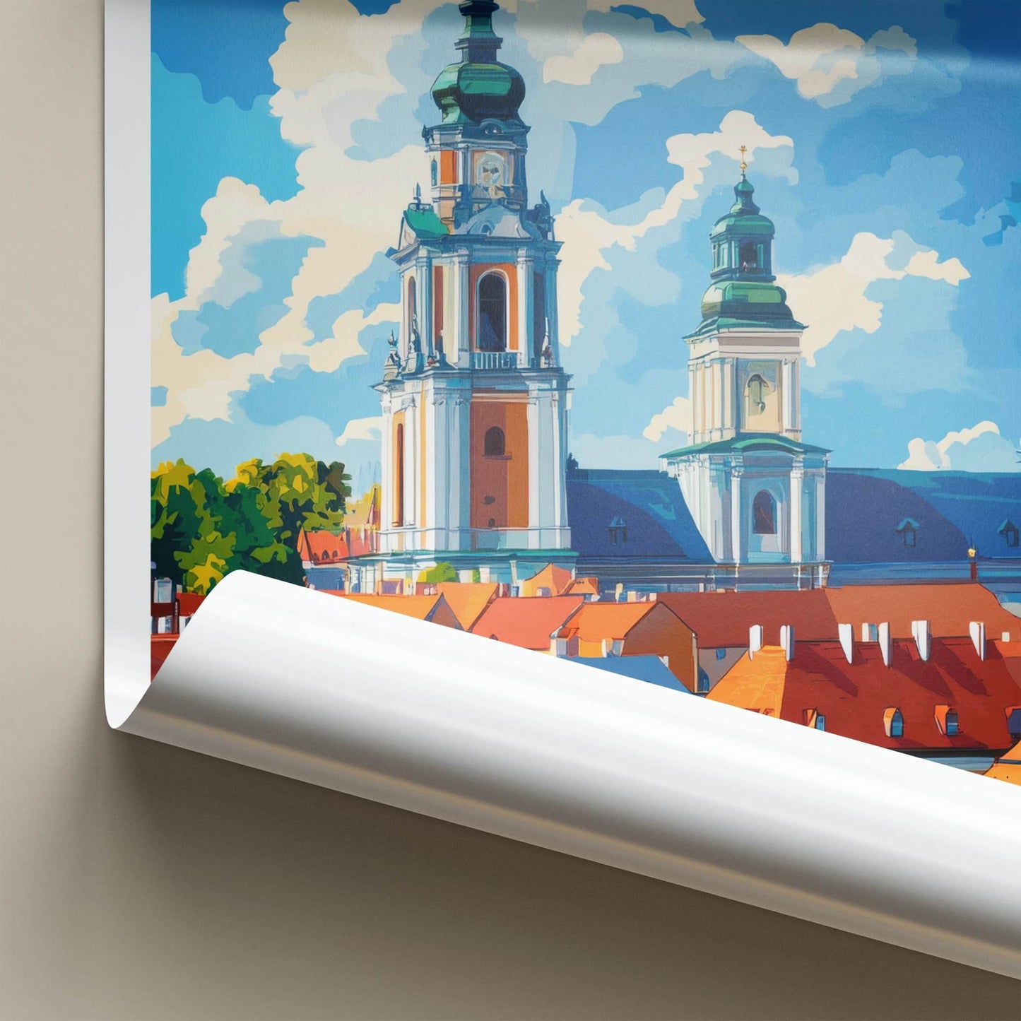 Czestochowa Poster - Poland Travel Art - Baroque Church Towers Wall Decor