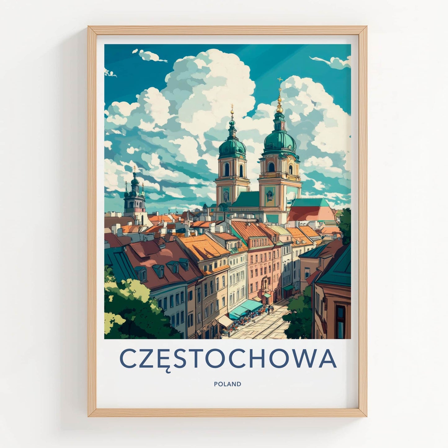 Czestochowa Poster - Poland Travel Art - Majestic Cathedral Towers Home Decor