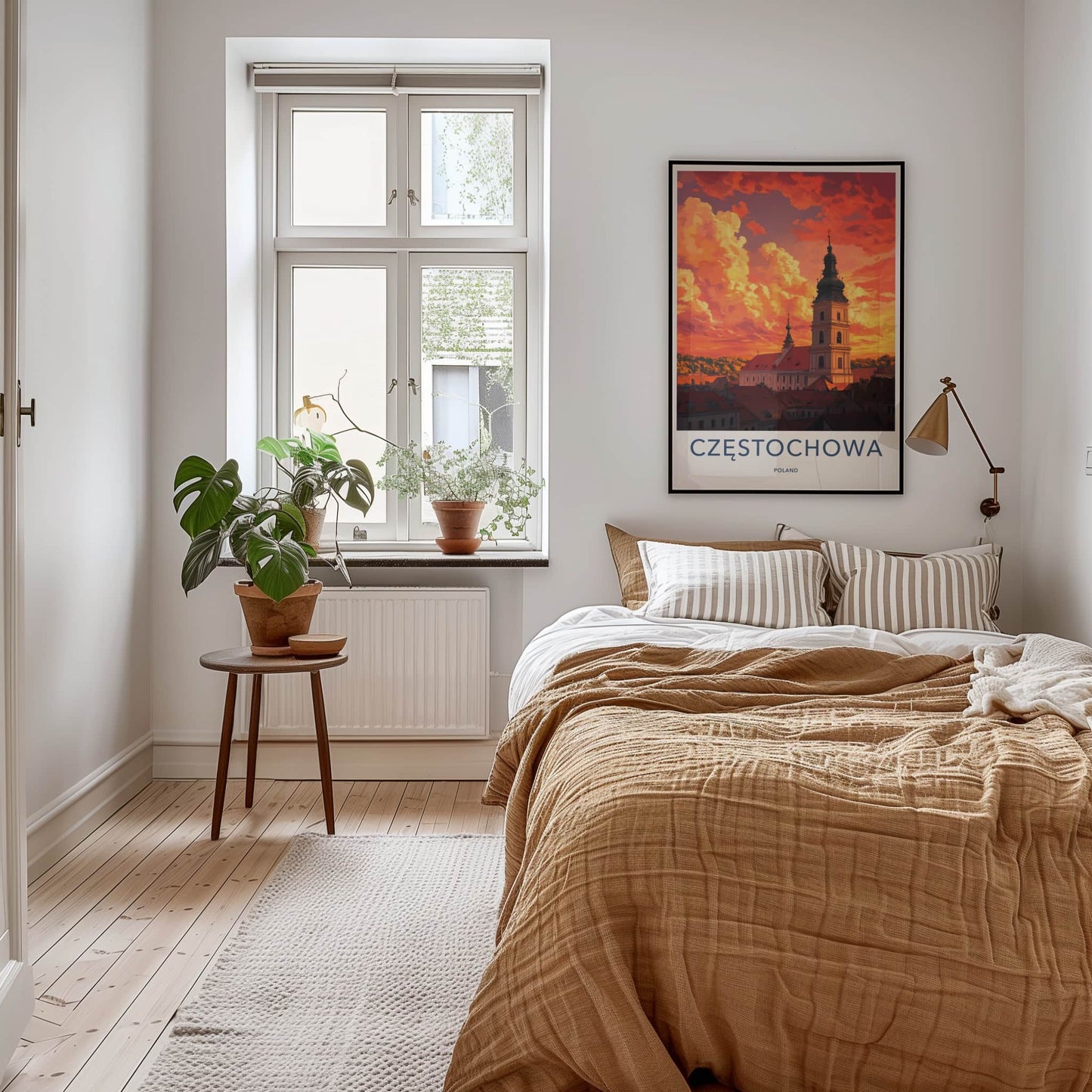Czestochowa Poster - Poland Wall Art - Basilica Orange Sky Home Decor