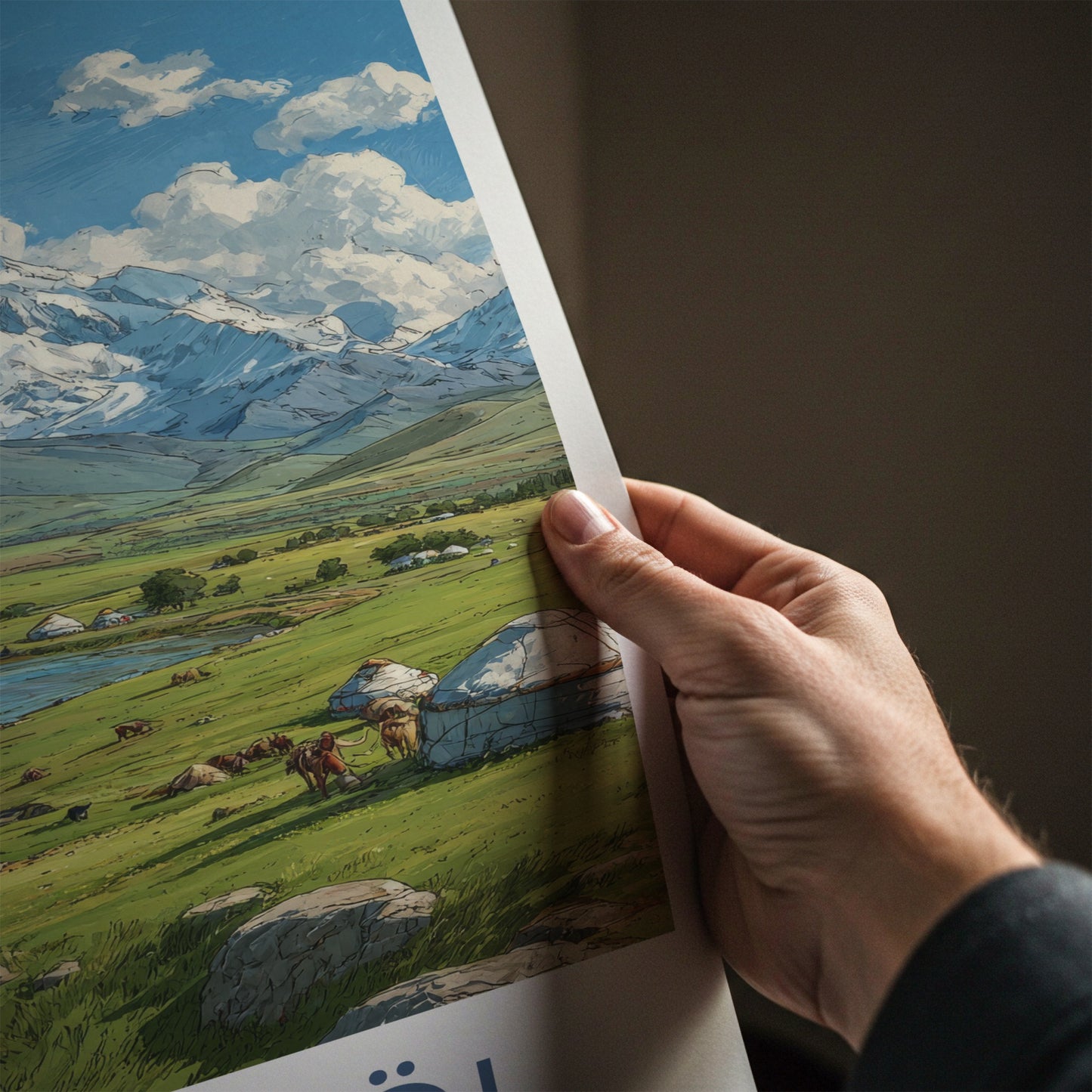 Song Kol Poster - Kyrgyzstan Lake Yurts Mountains