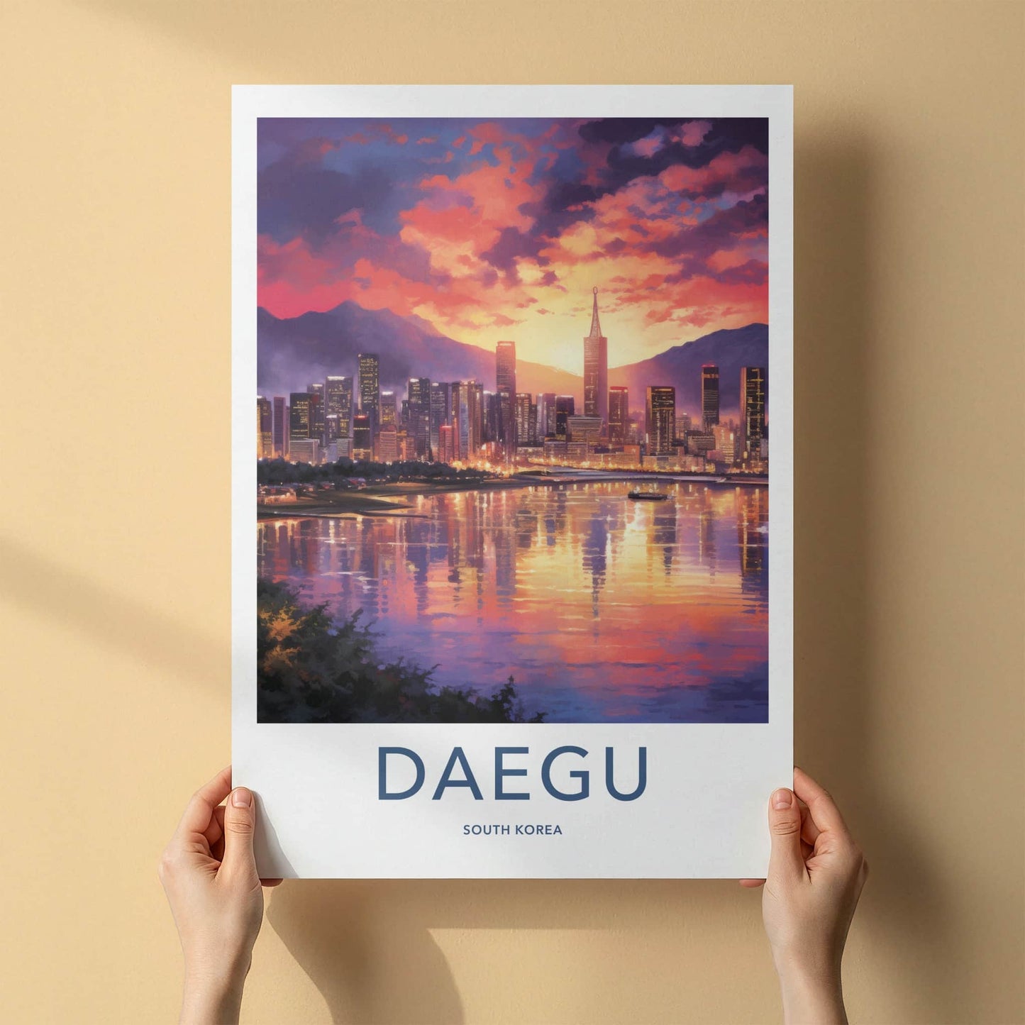 Daegu Poster - South Korea Art Print - Vibrant City Glow Wall Decor
