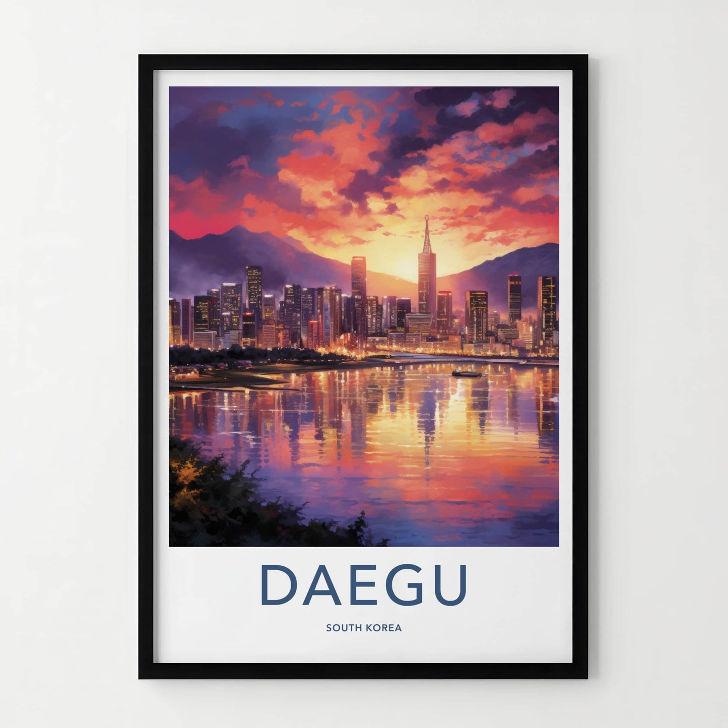 Daegu Poster - South Korea Art Print - Vibrant City Glow Wall Decor