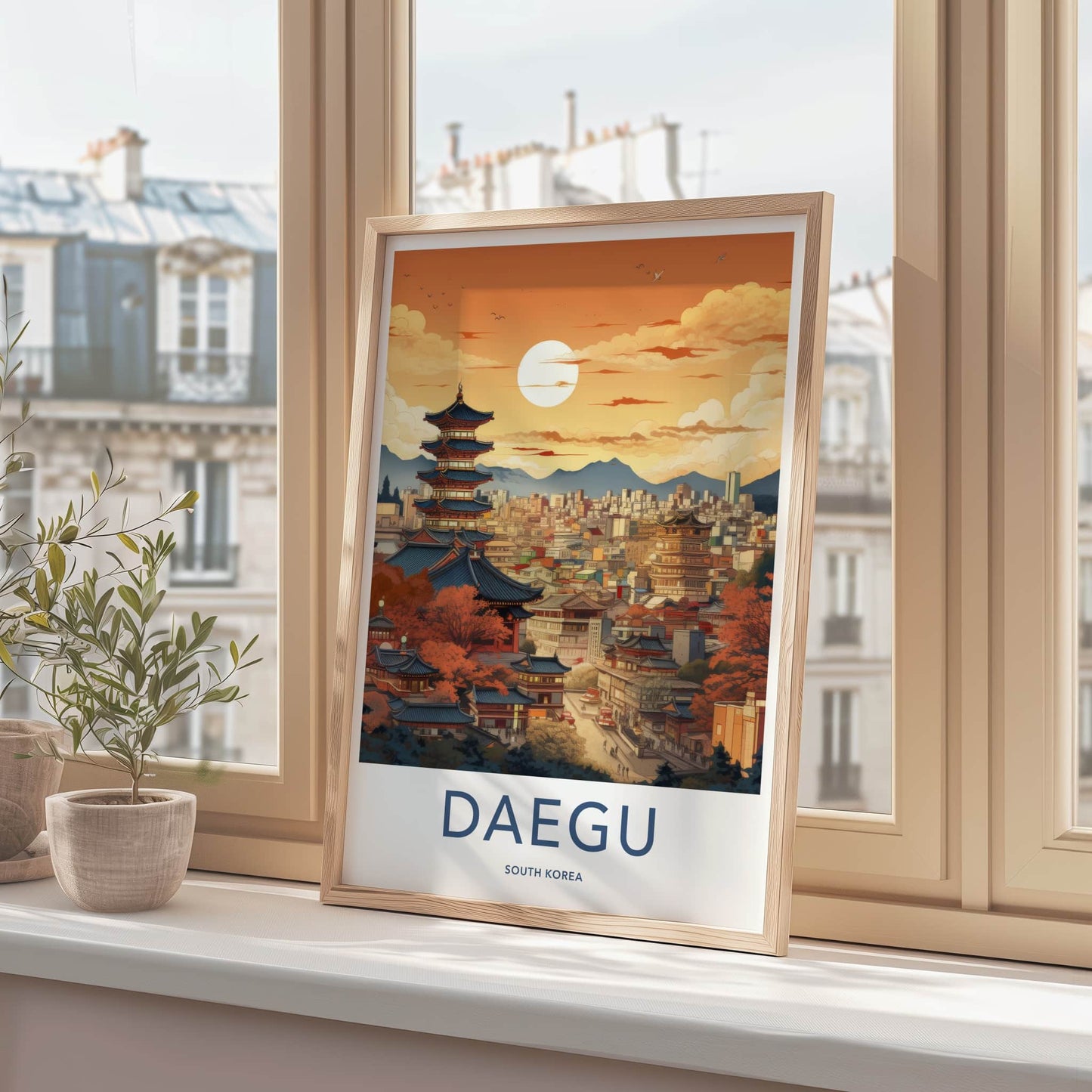 Daegu Poster - South Korea Travel Art - Asian City Sunset Home Decor