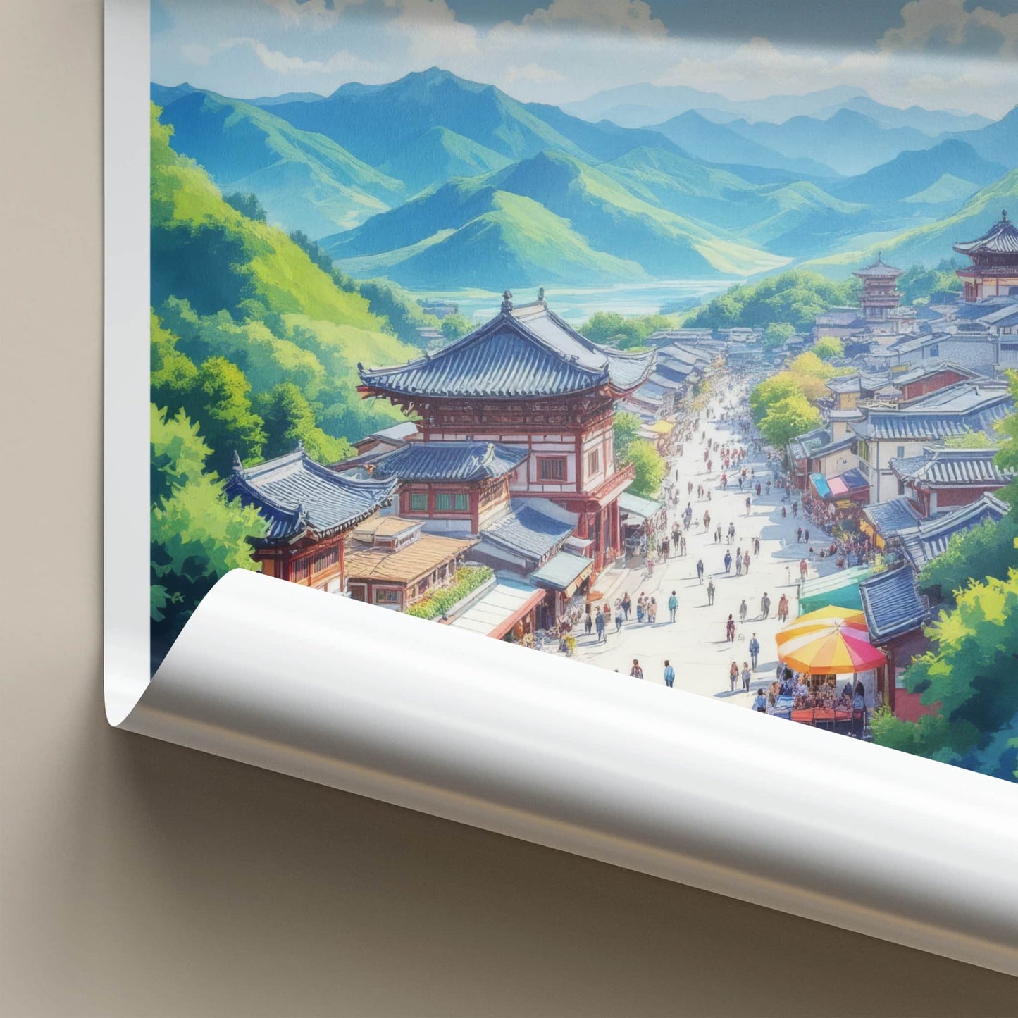 Daegu Poster - South Korea Travel Art - Lively Market Street Home Decor