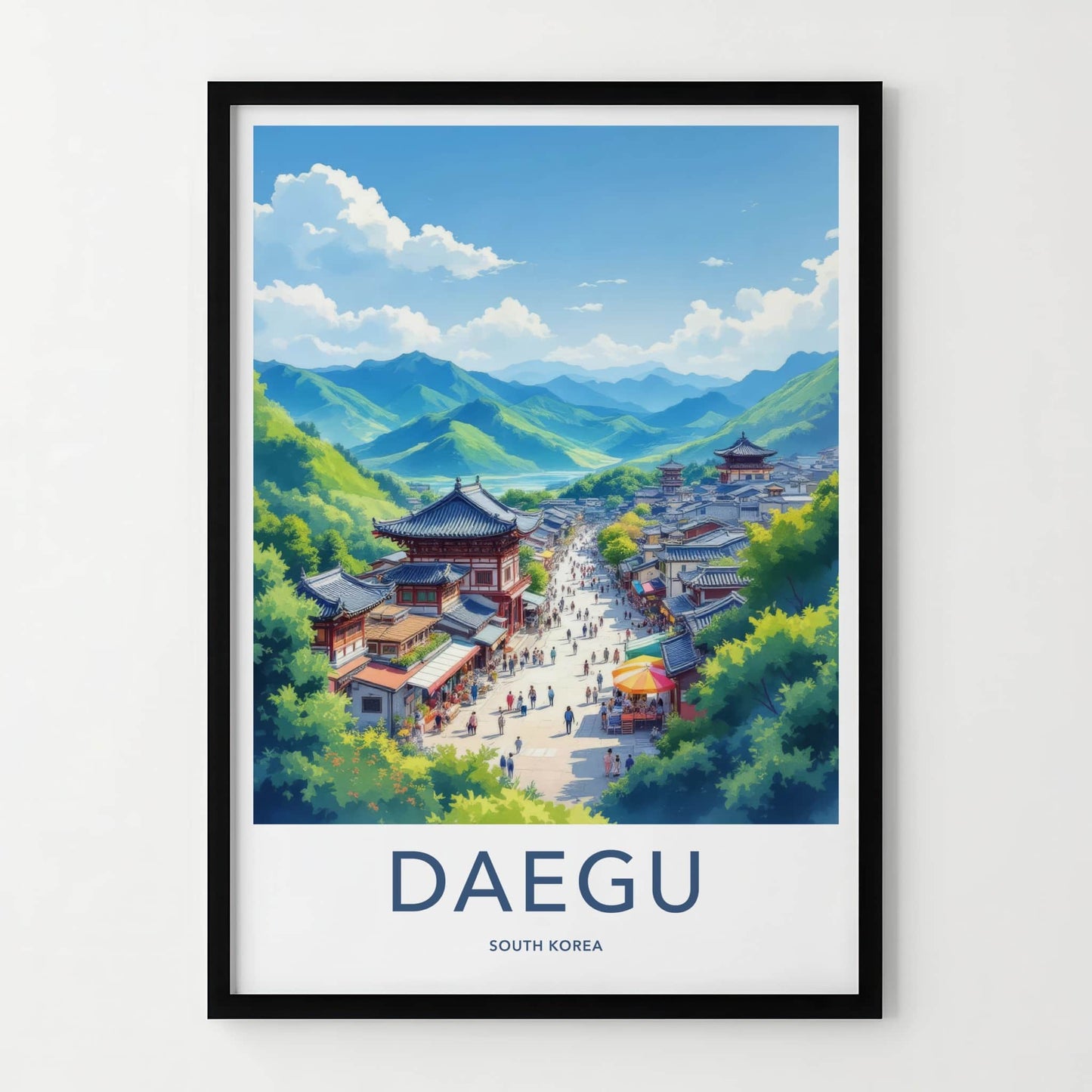 Daegu Poster - South Korea Travel Art - Lively Market Street Home Decor