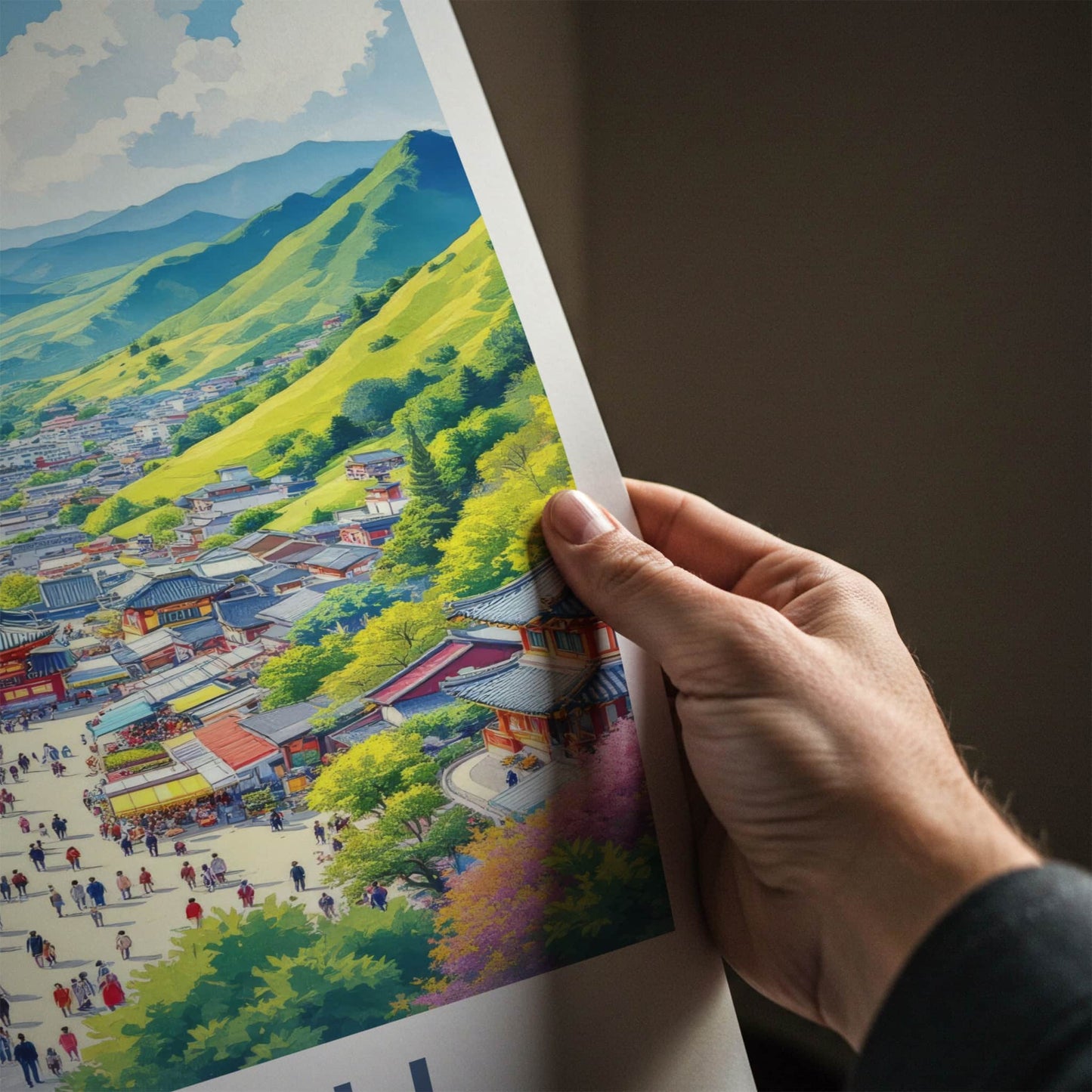 Daegu Poster - South Korea Travel Art - Mountain City Market Home Decor
